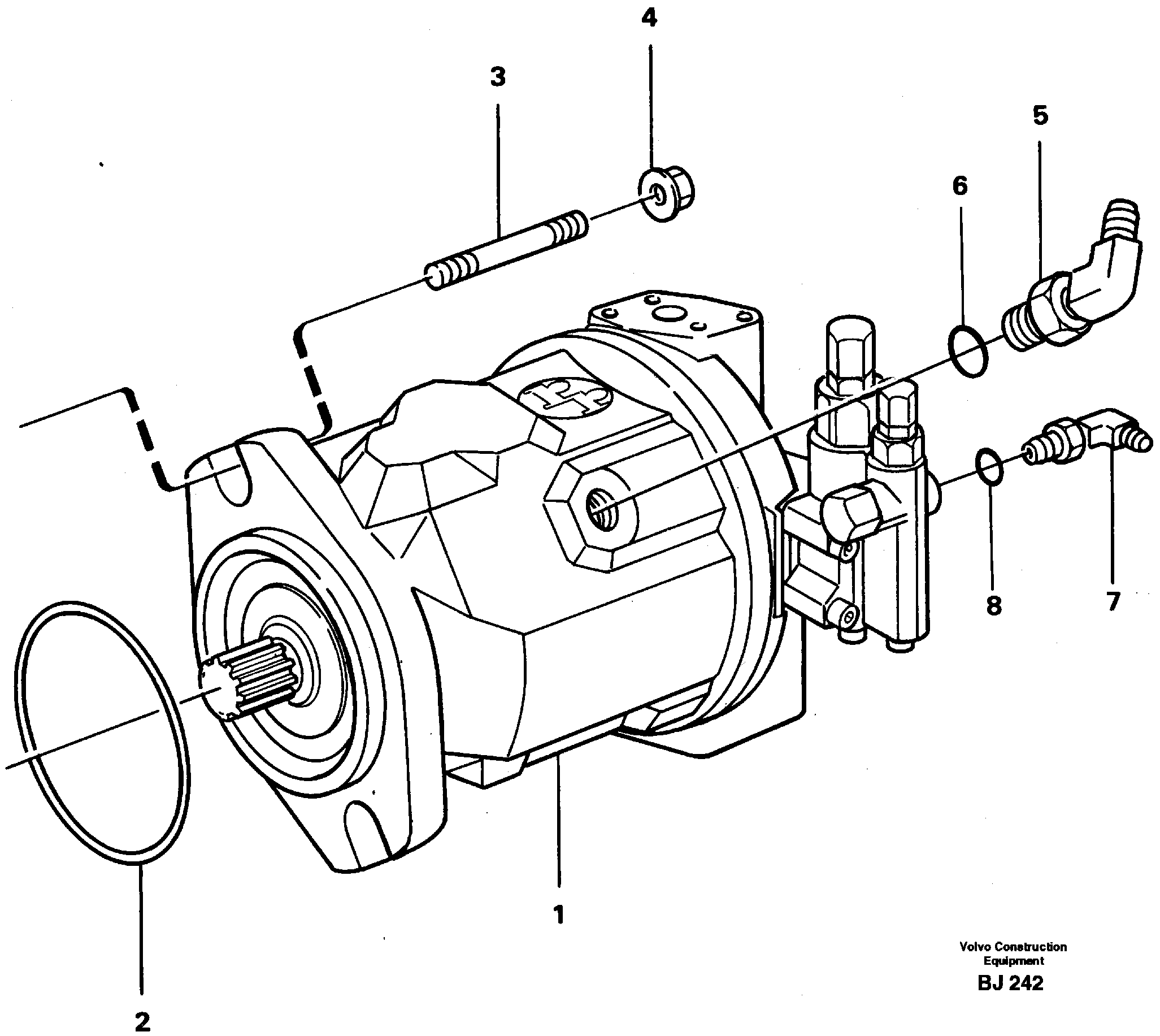 Hydraulic pump with fitting parts — volvo parts diagram