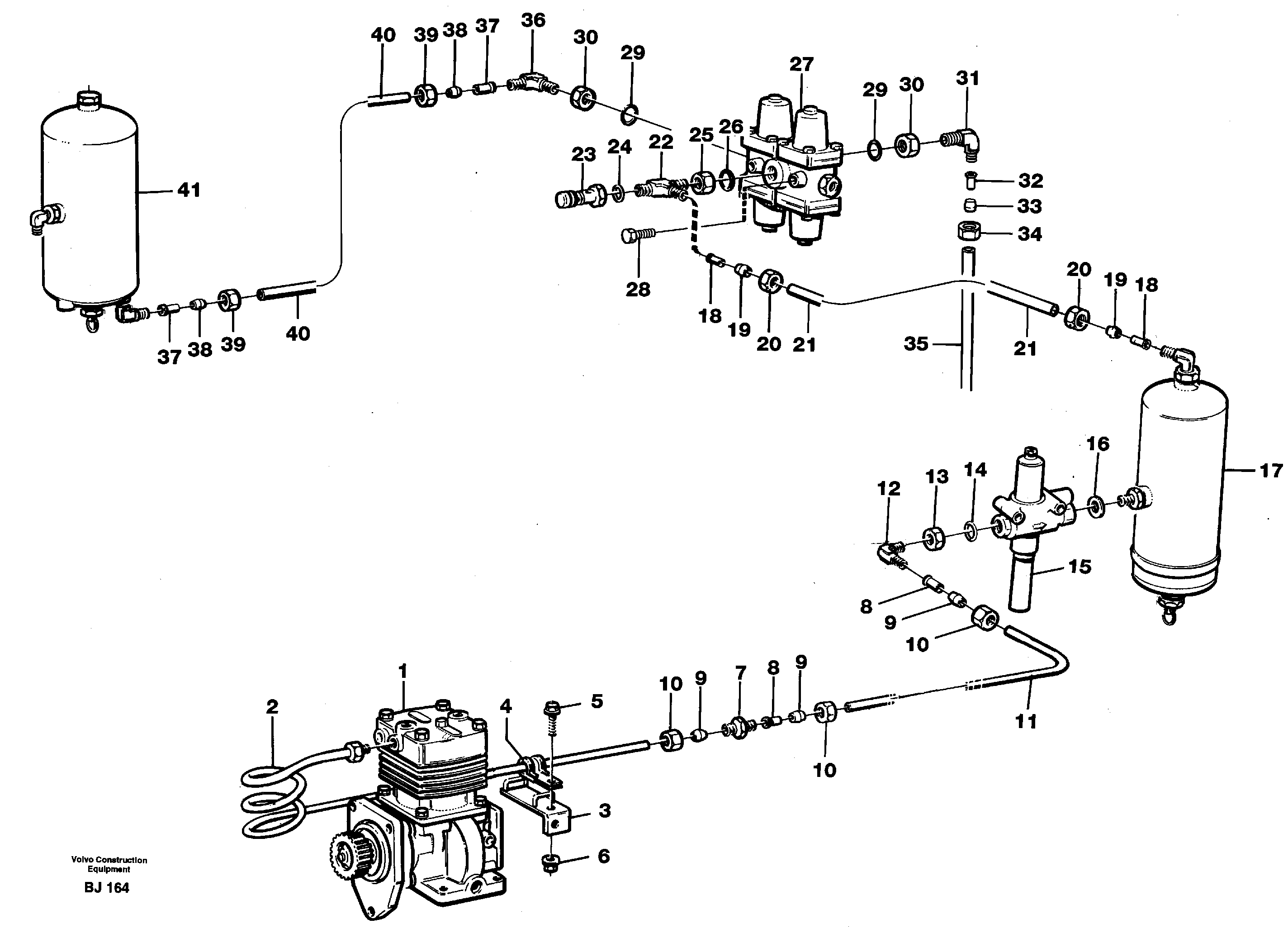 Feed lines, wet tank and regulator — volvo parts diagram