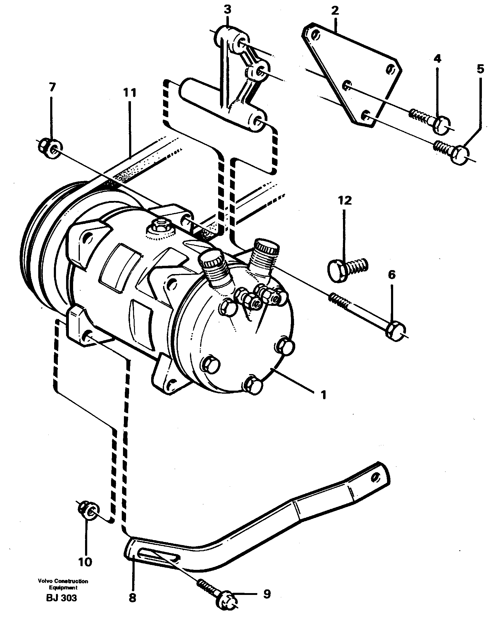 Compressor for cooling agent R134a with fitting parts  93008 — volvo parts diagram