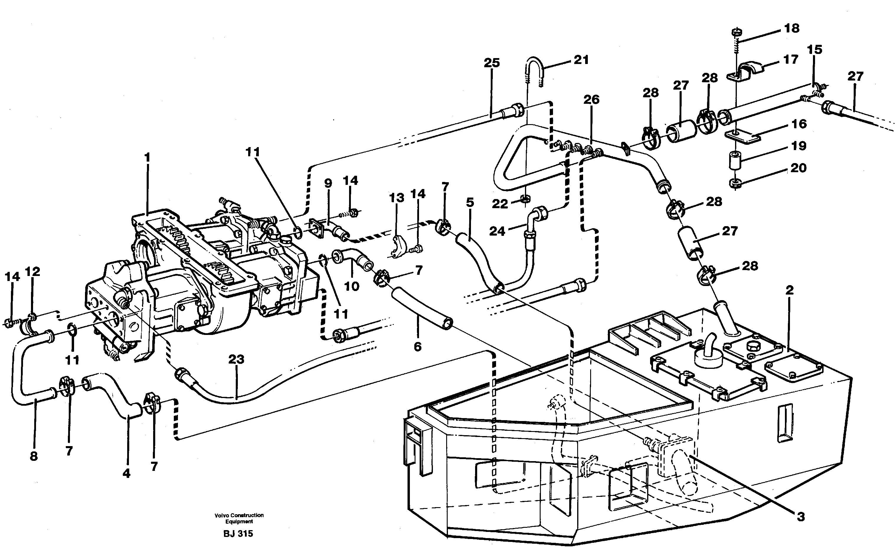 Hydraulic system, motor unit — volvo parts diagram