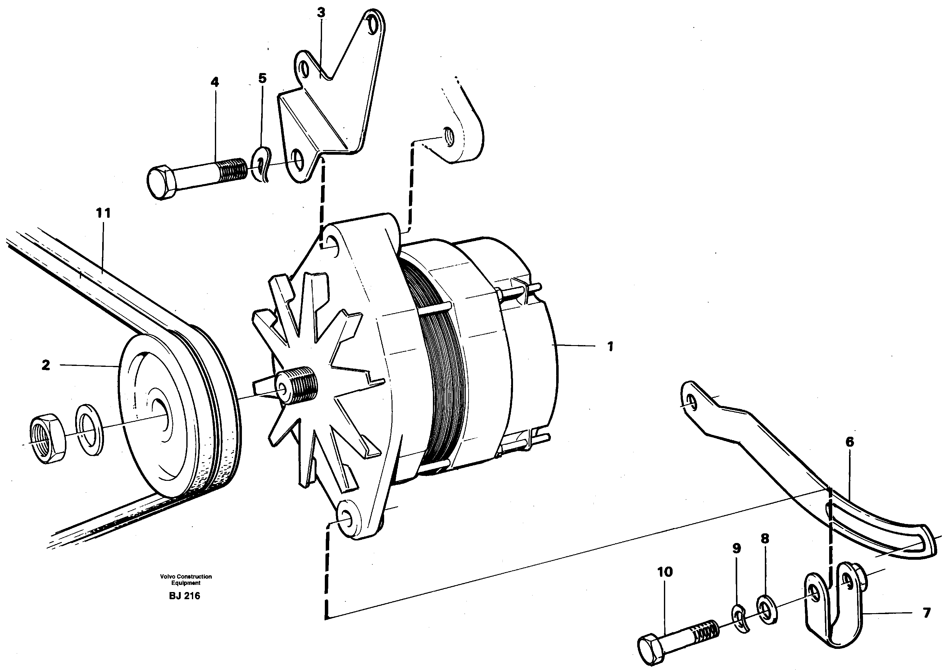 Alternator with assembling details — volvo parts diagram