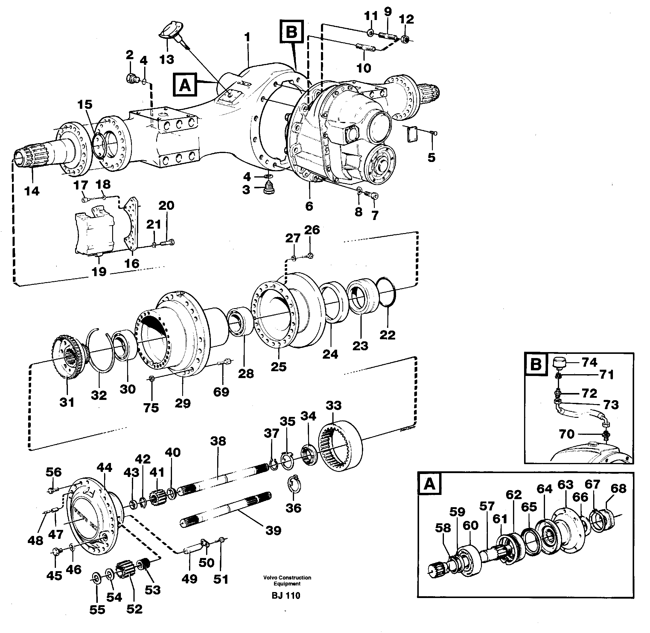 Planet shaft  AH63J, PROD NO 23728 — volvo parts diagram