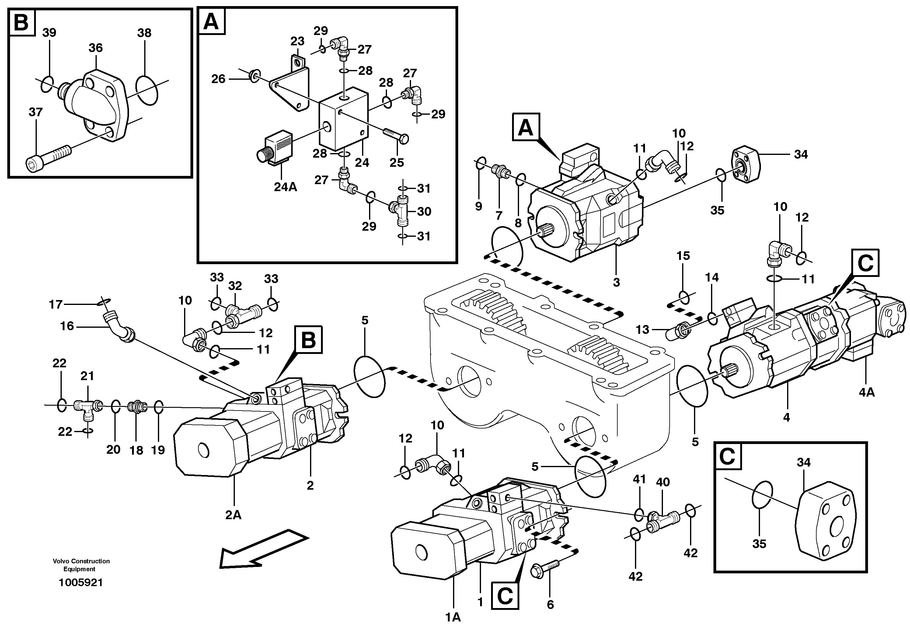 Hydraulic pump with fitting parts  SER NO 11618 - 11917, - 71195 BRA — volvo parts diagram