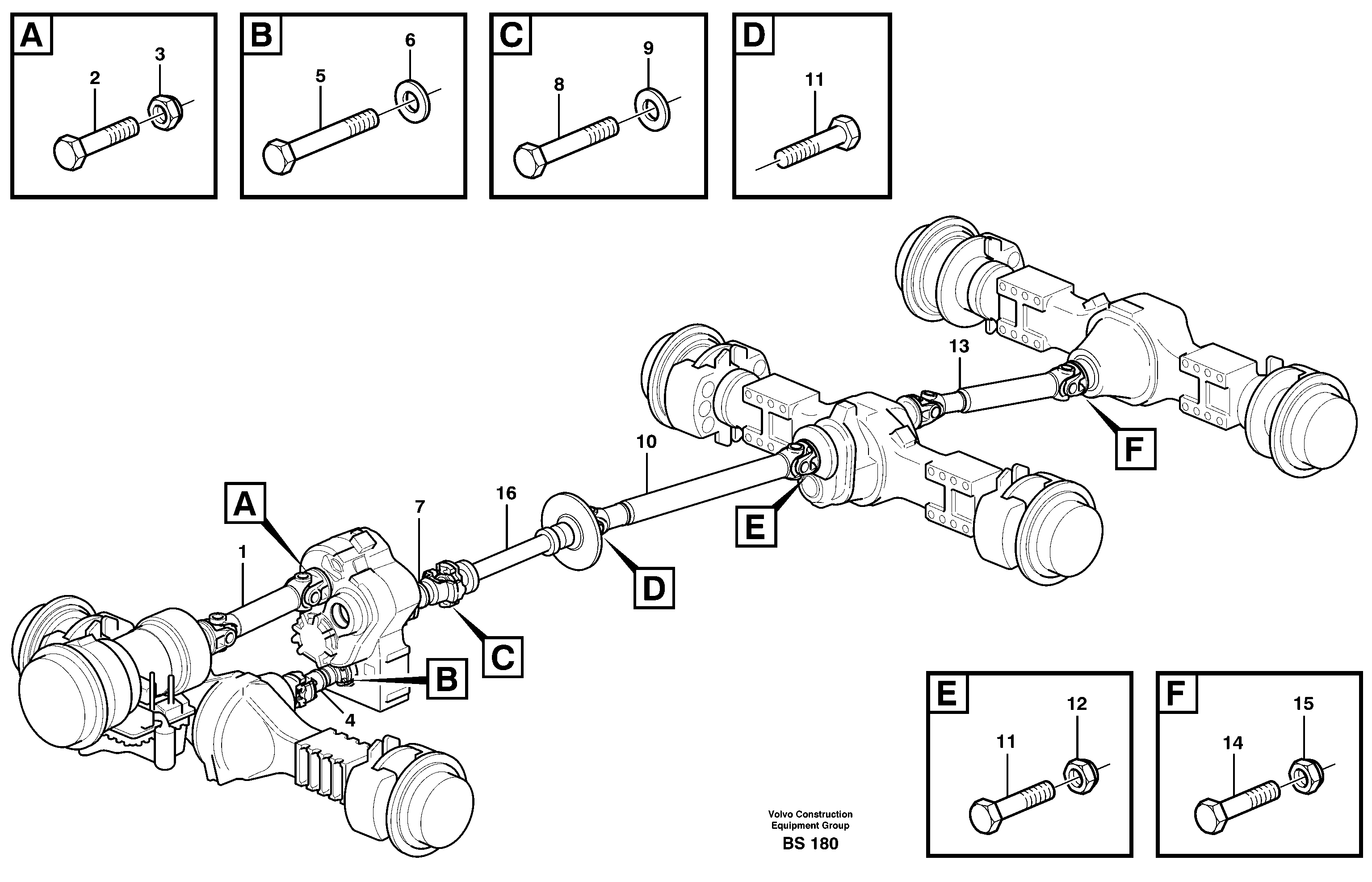 Propeller shafts with fitting parts — volvo parts diagram