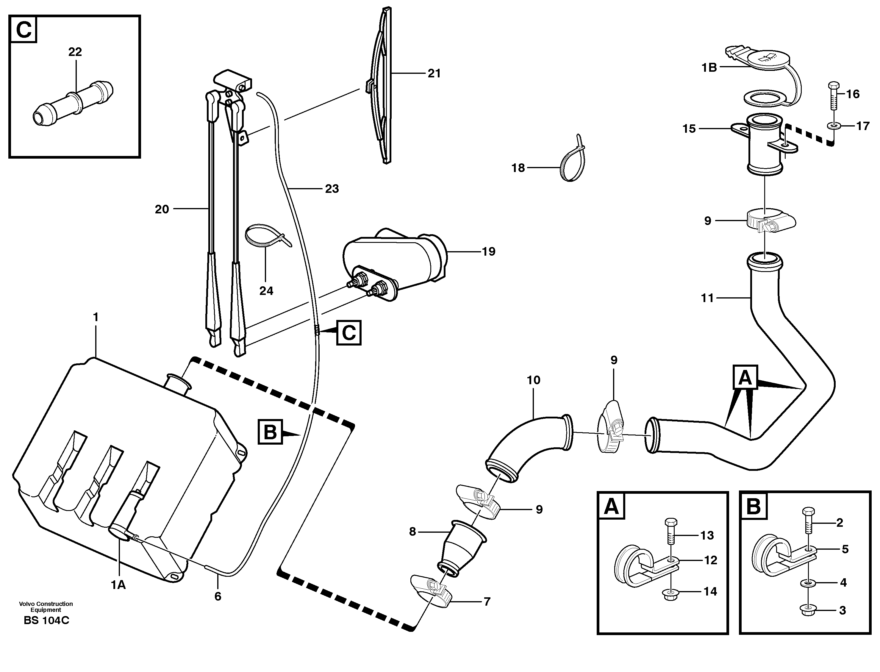 Windshield washer — volvo parts diagram
