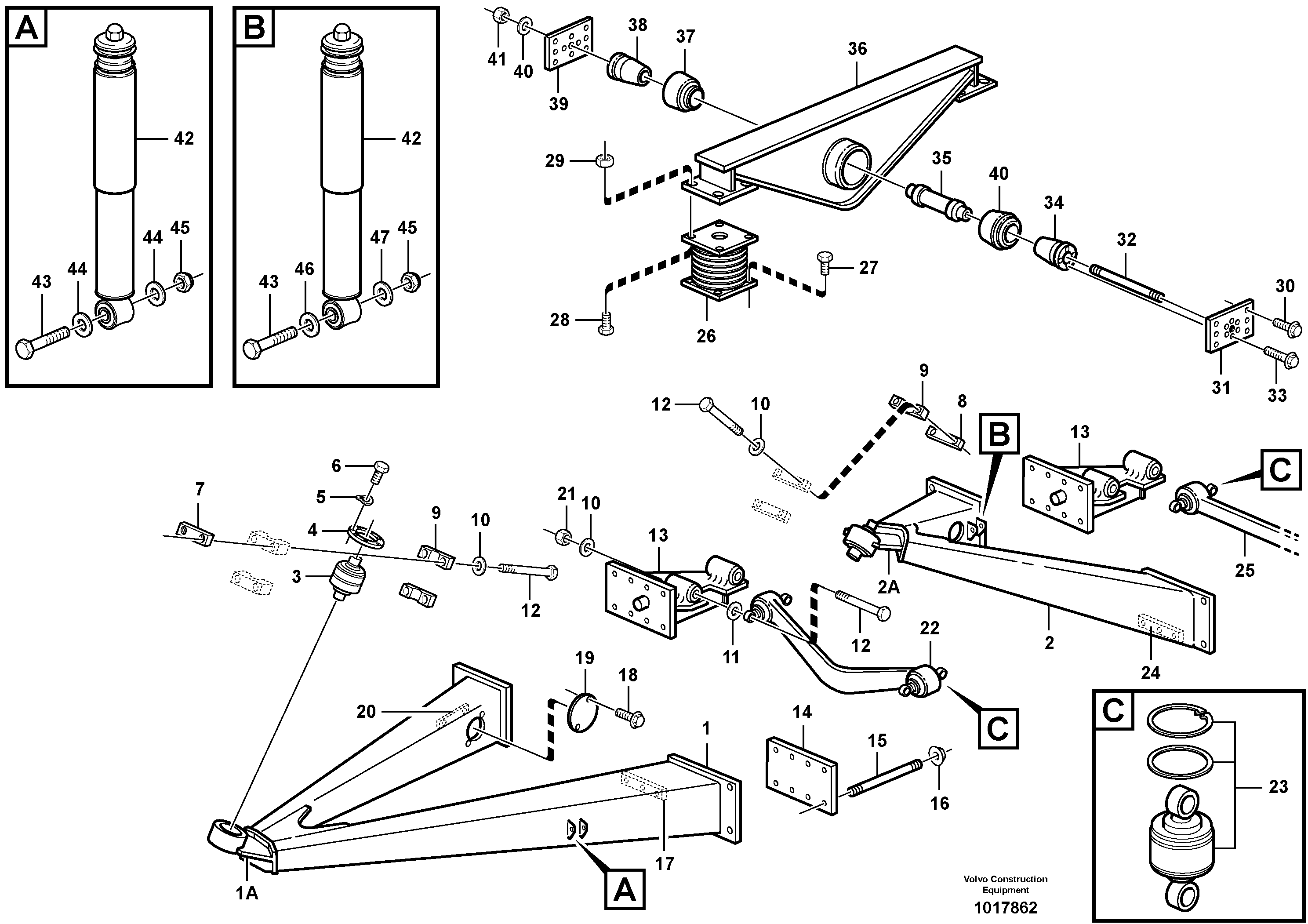 Bogie  SER NO 11198-, SER NO 61095- USA, SER NO 71003- BRA — volvo parts diagram