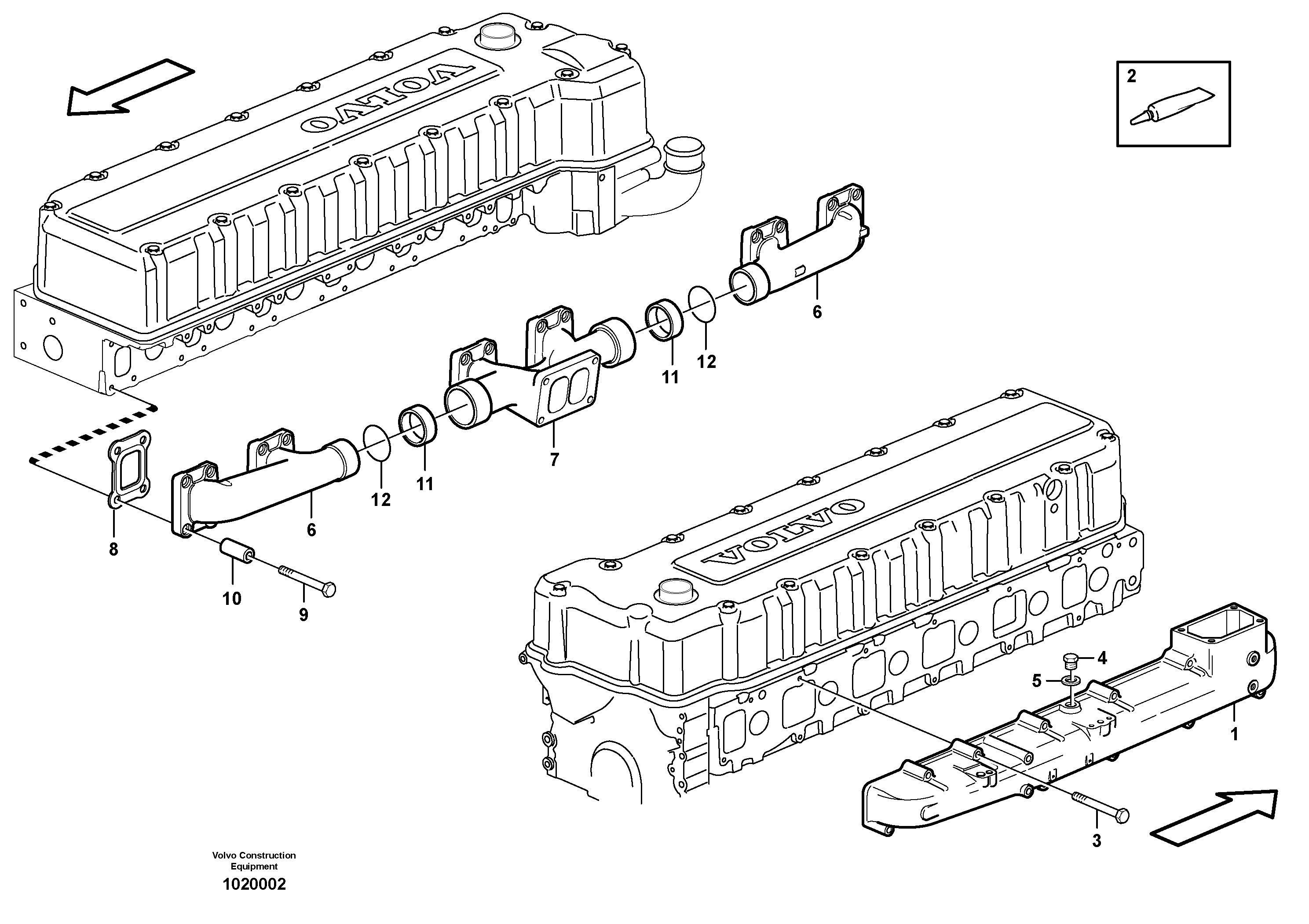 Inlet manifold and exhaust manifold — volvo parts diagram