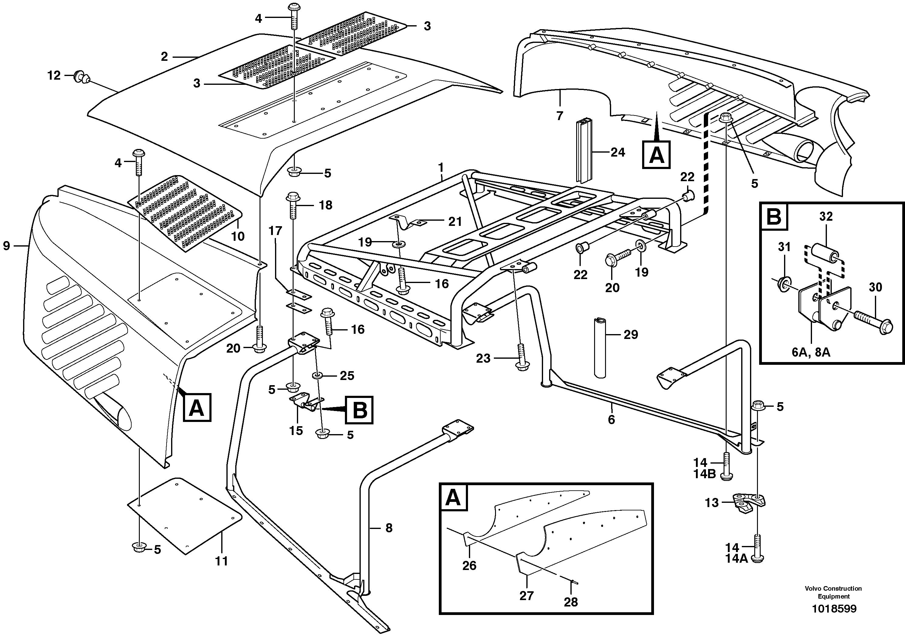 Engine hood — volvo parts diagram
