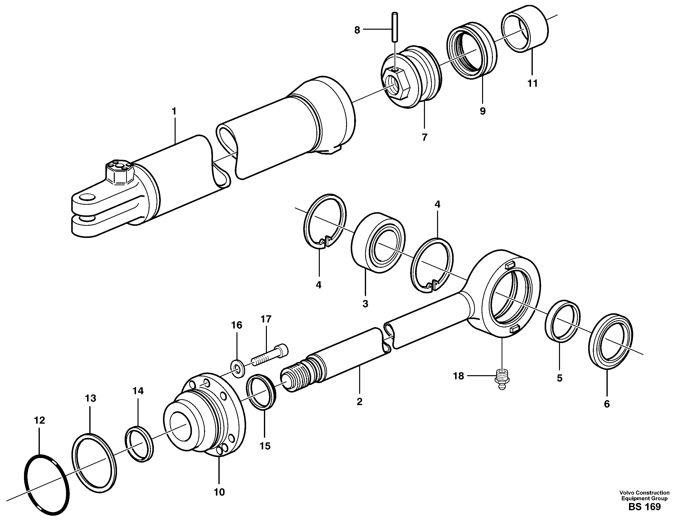 Hydraulic cylinder  SER NO - 11762, SER NO - 71113  BRA — volvo parts diagram