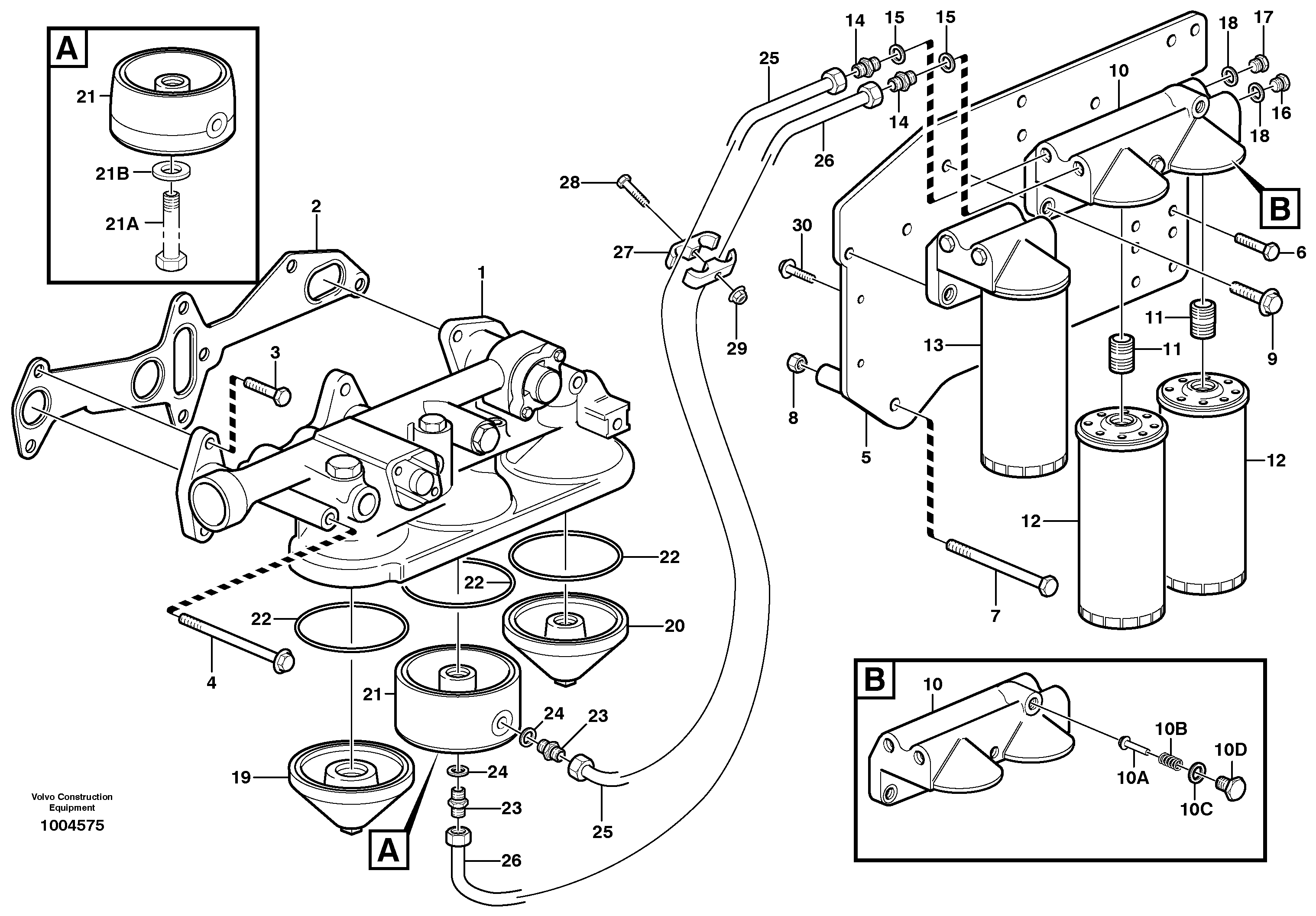 Oil filter  SER NO - 13000, SER NO - 72000 BRA — volvo parts diagram