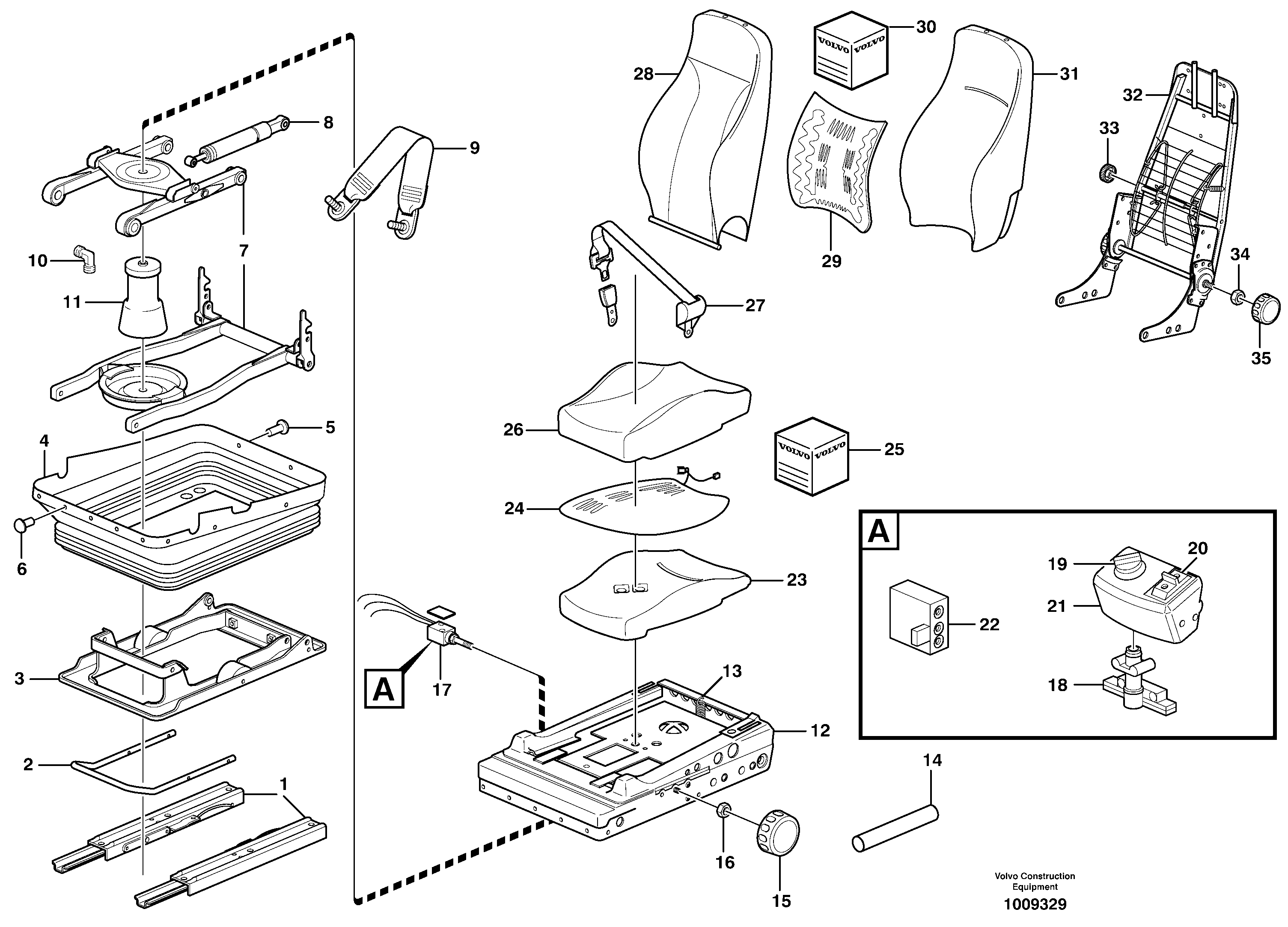 Operator's seat, heated, air suspensioned.  81098 — volvo parts diagram