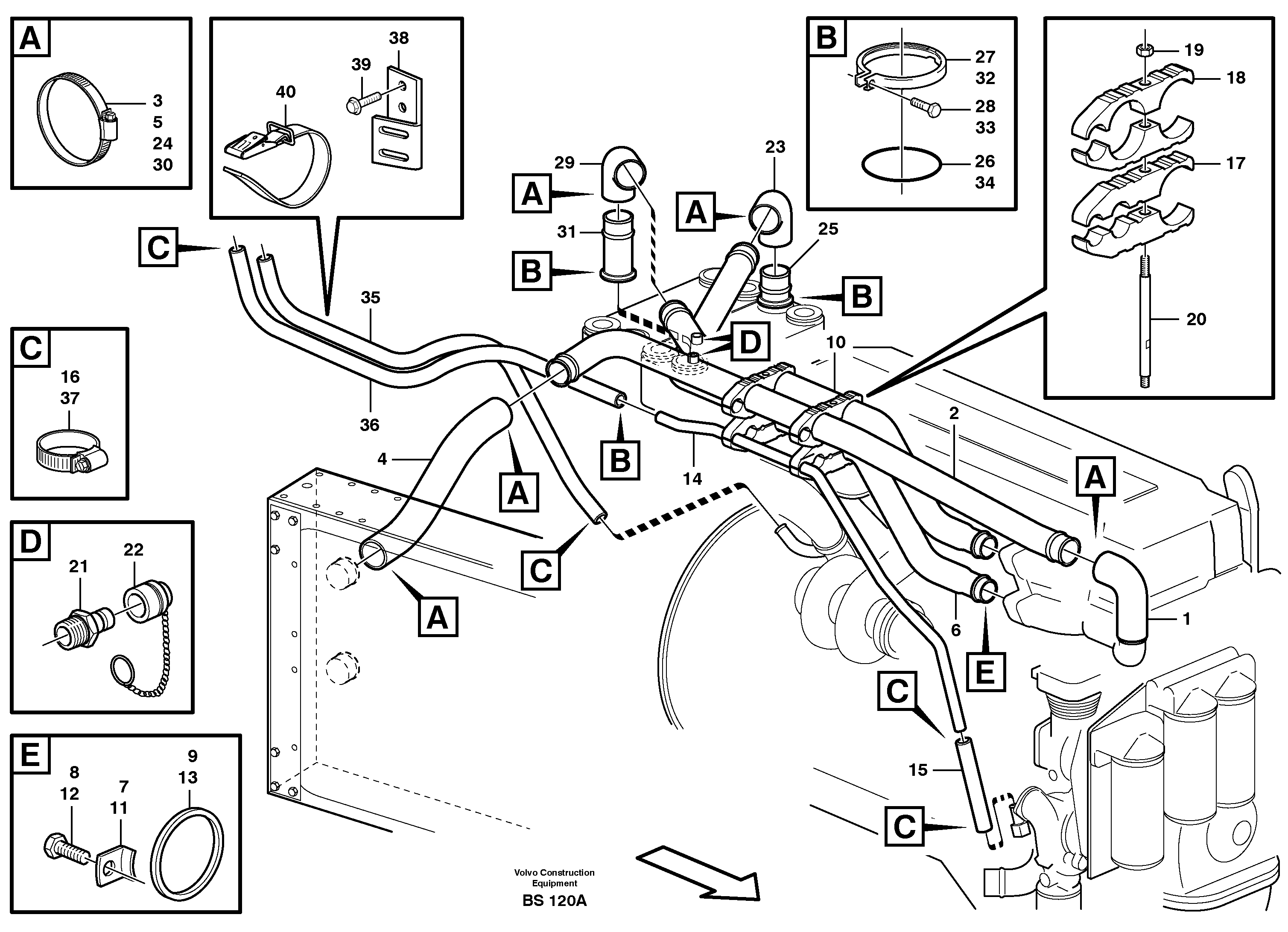 Cooling system, motor - retarder — volvo parts diagram
