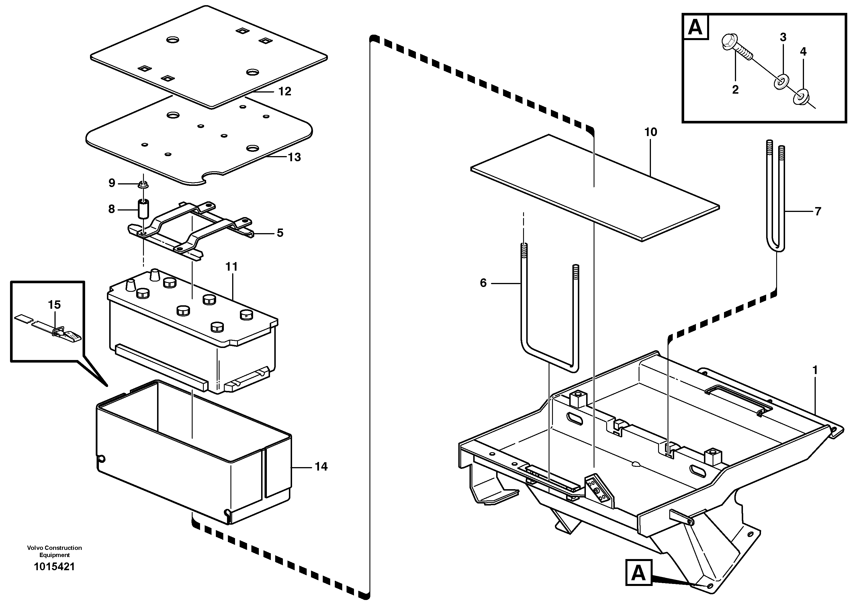 Battery box with fitting parts — volvo parts diagram