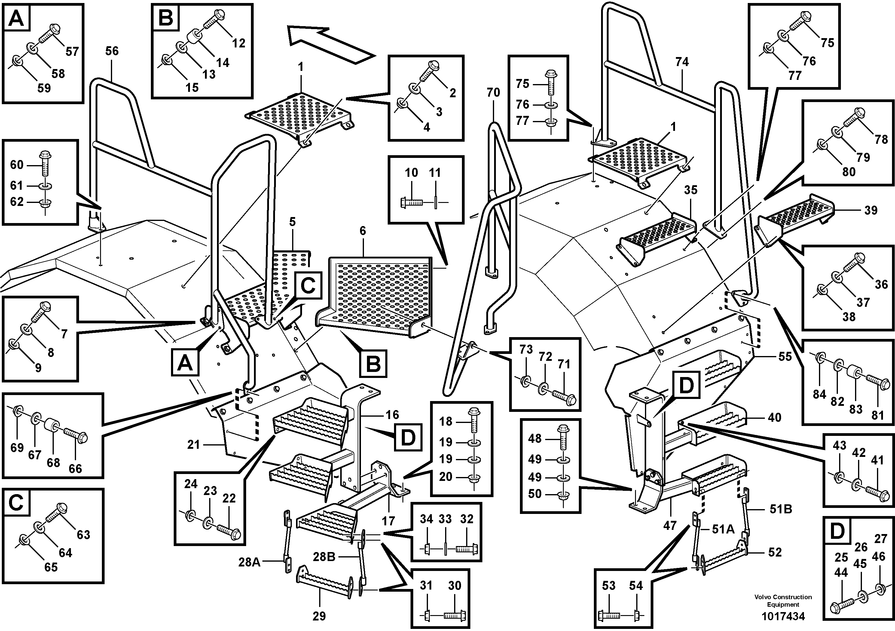 Steps and ladder  SER NO 13001 - , SER NO 72001 - BRA — volvo parts diagram