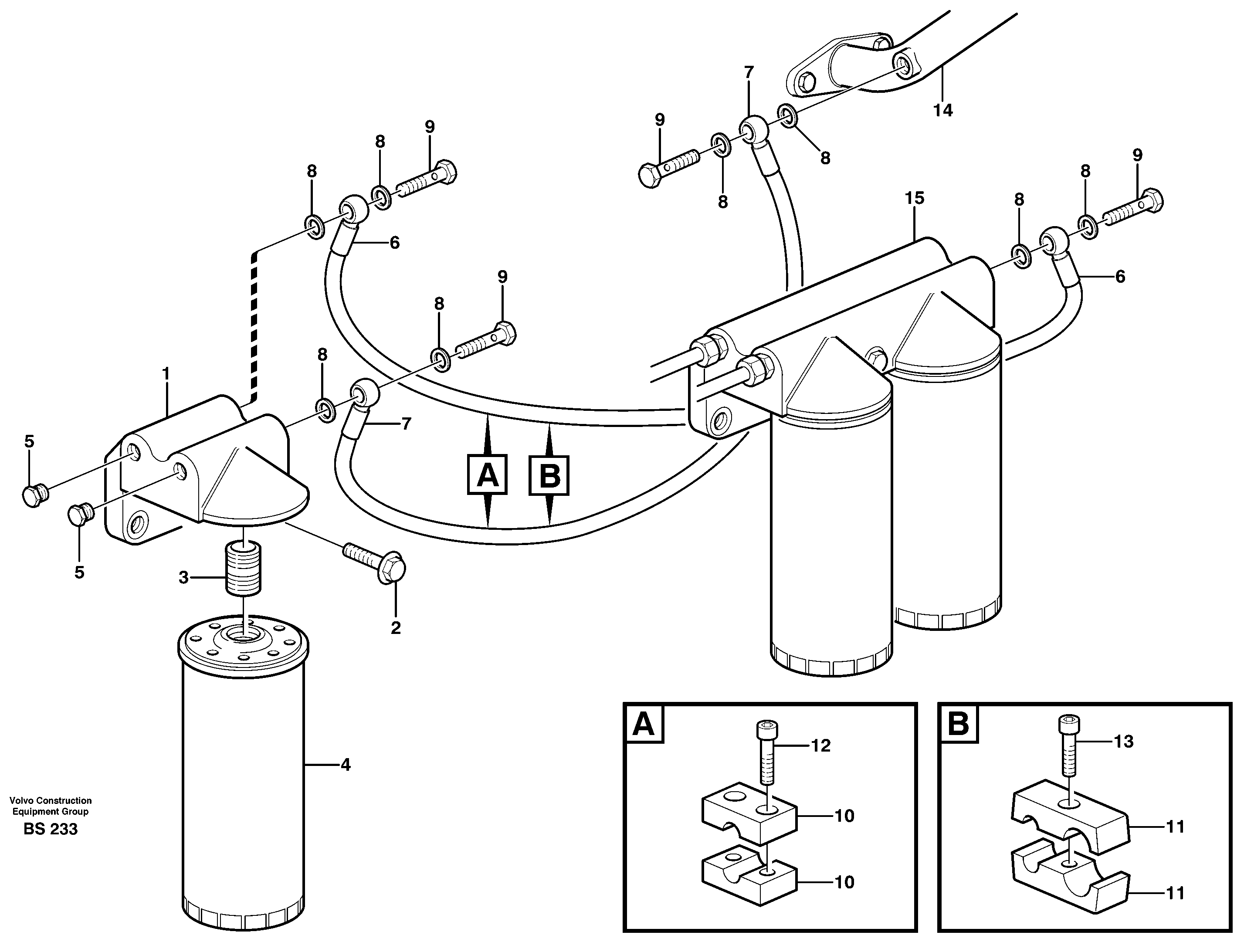 Oil filter by pass  SER NO - 13000, SER NO - 72000 BRA — volvo parts diagram