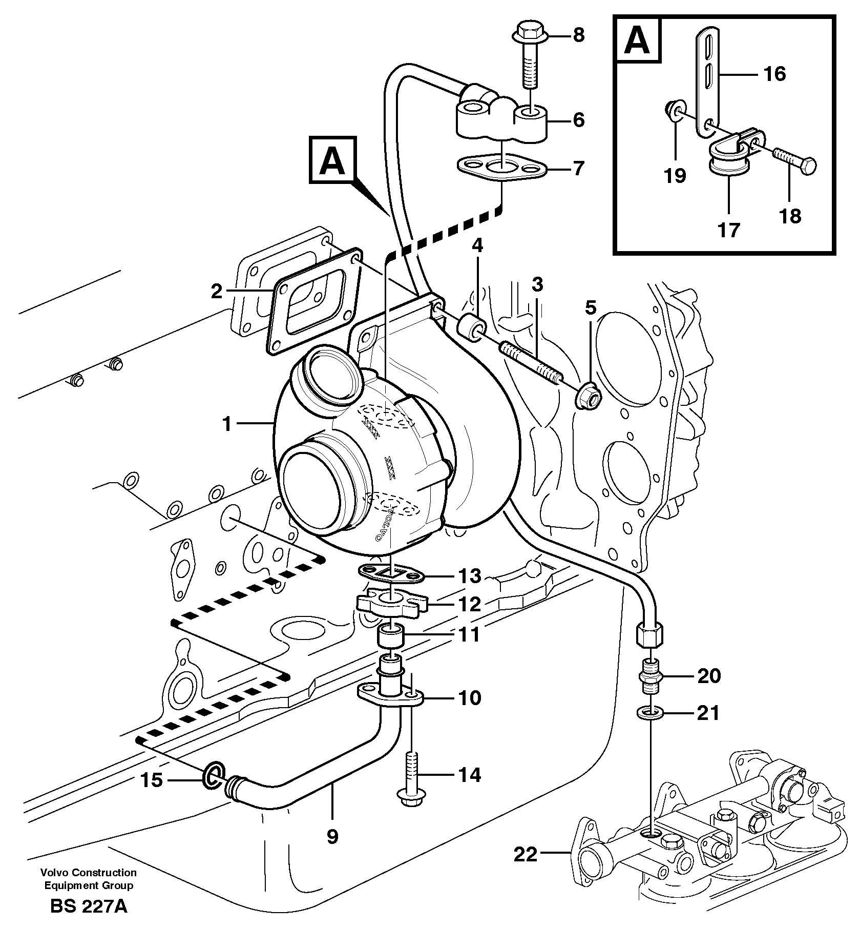 Turbocharger with fitting parts — volvo parts diagram