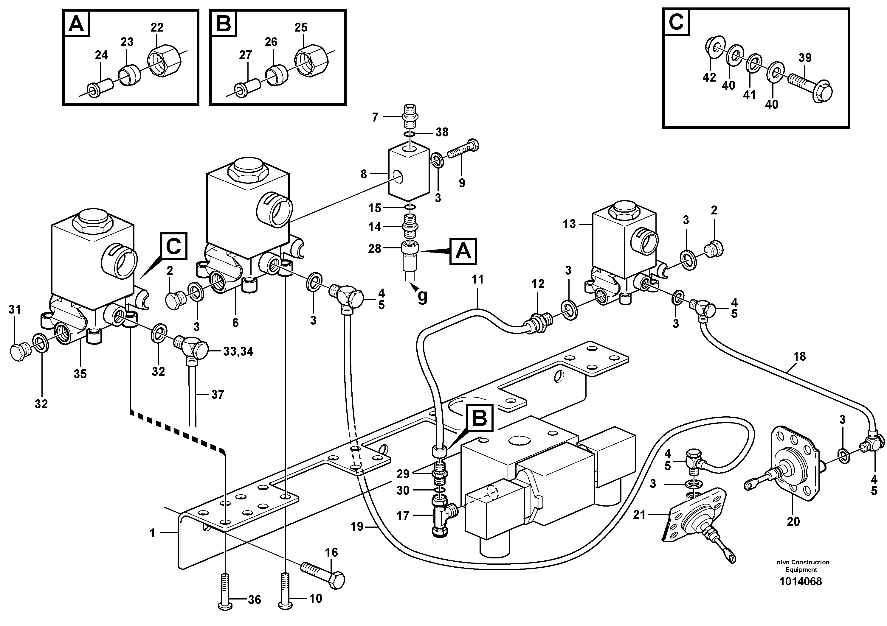 Pneumatic system, diff lock, cab  CAB 12242 - — volvo parts diagram