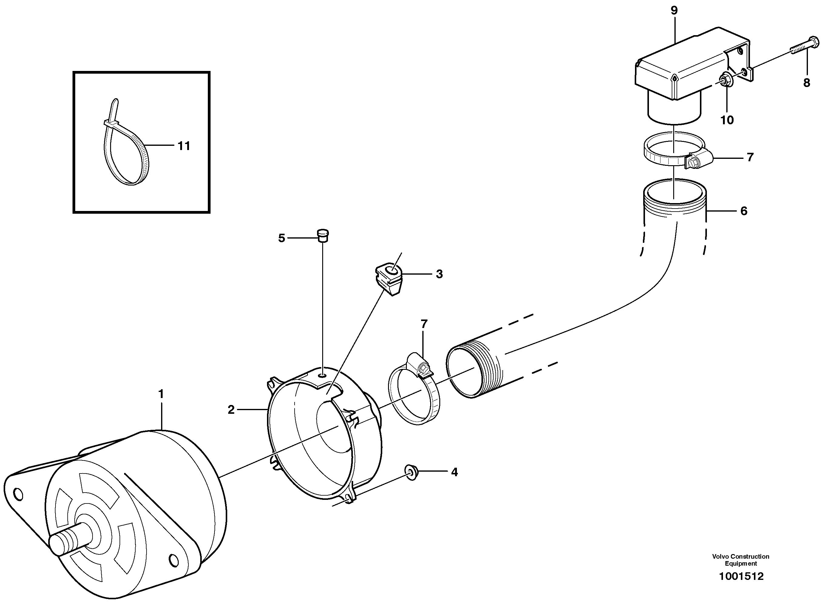 Alternator with assembling details  81076 — volvo parts diagram