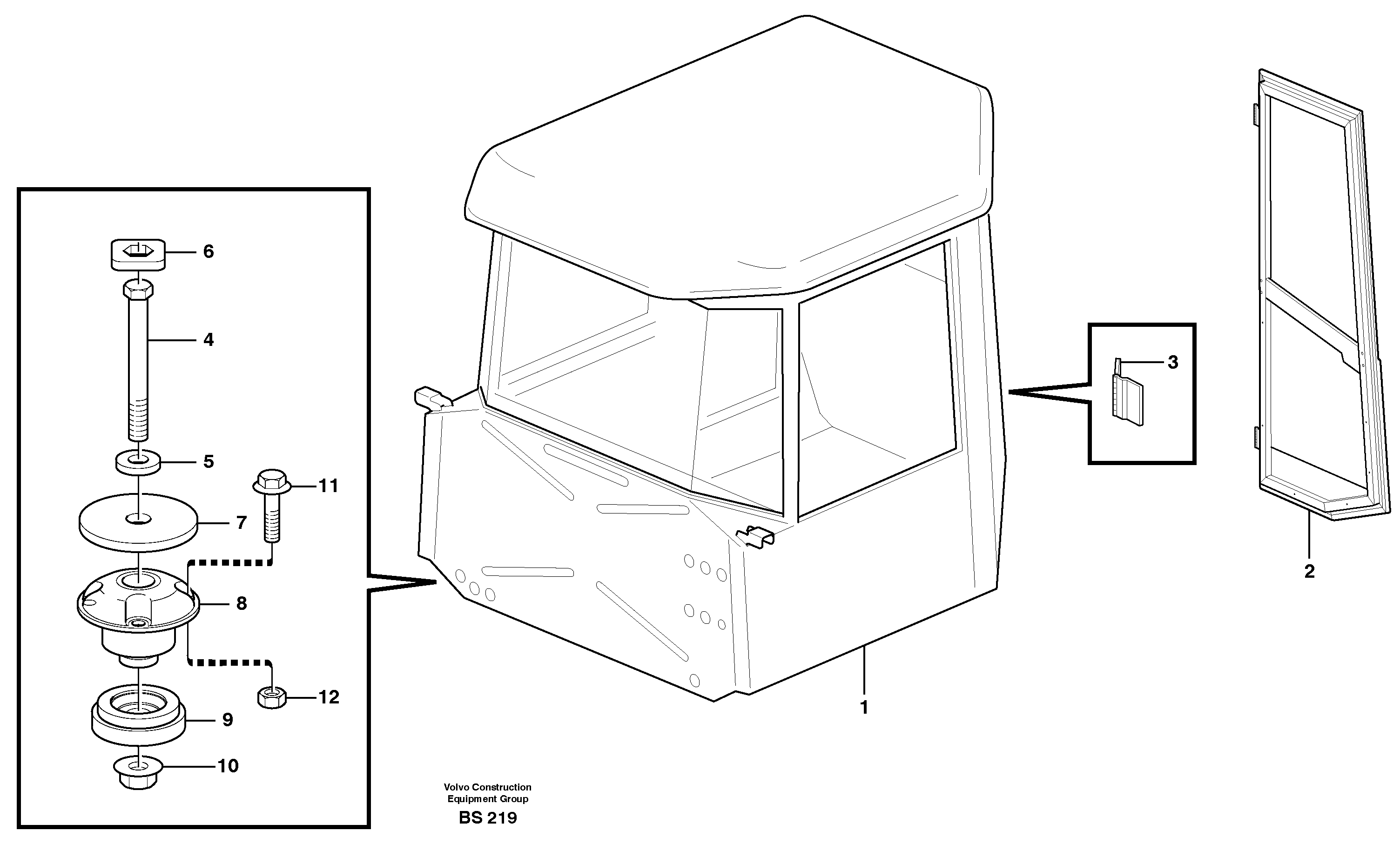 Drivers cab  37129, 37135, 81192 — volvo parts diagram