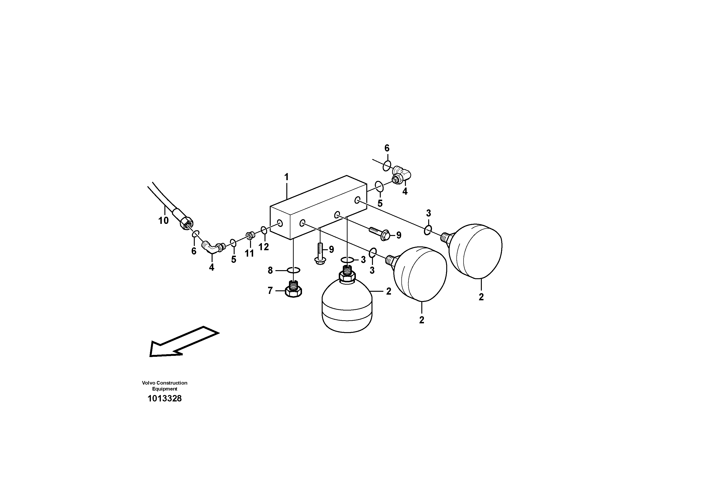 Hydraulic brake system, motor unit  SER NO 13001 -, SER NO 72001 - BRA — volvo parts diagram