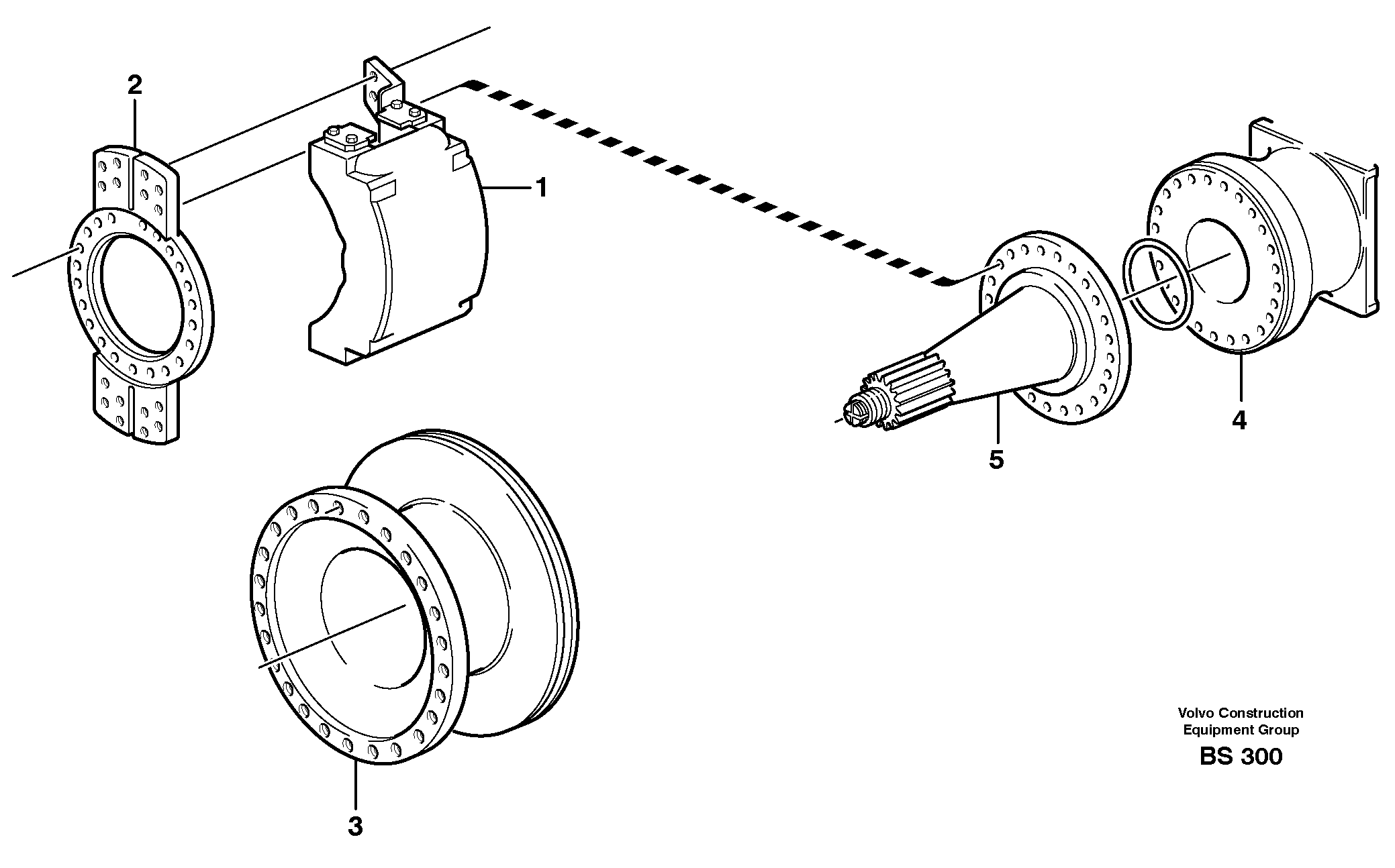 Rear wheel brake, axle 1 — volvo parts diagram
