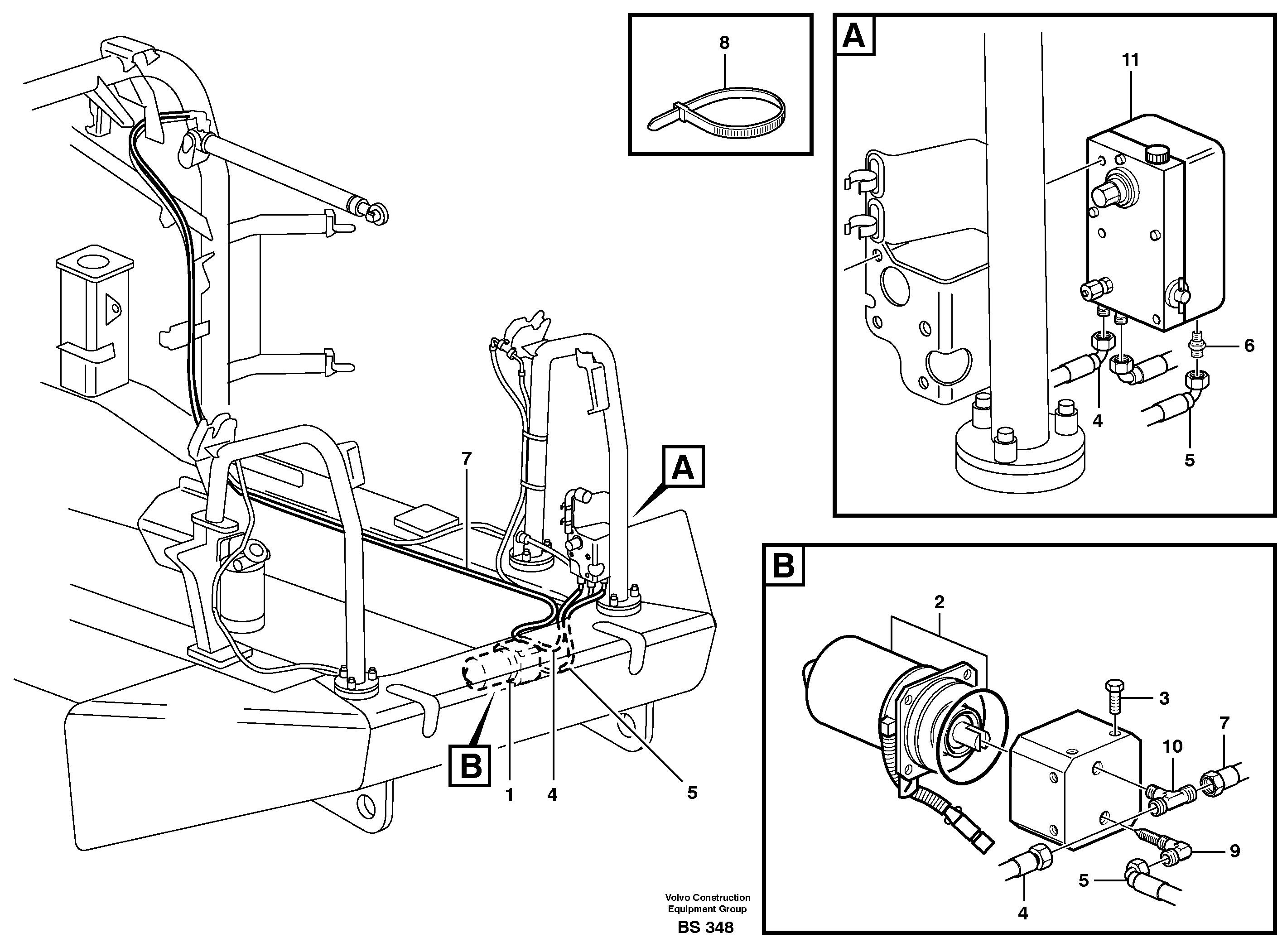 Pump engine hood — volvo parts diagram