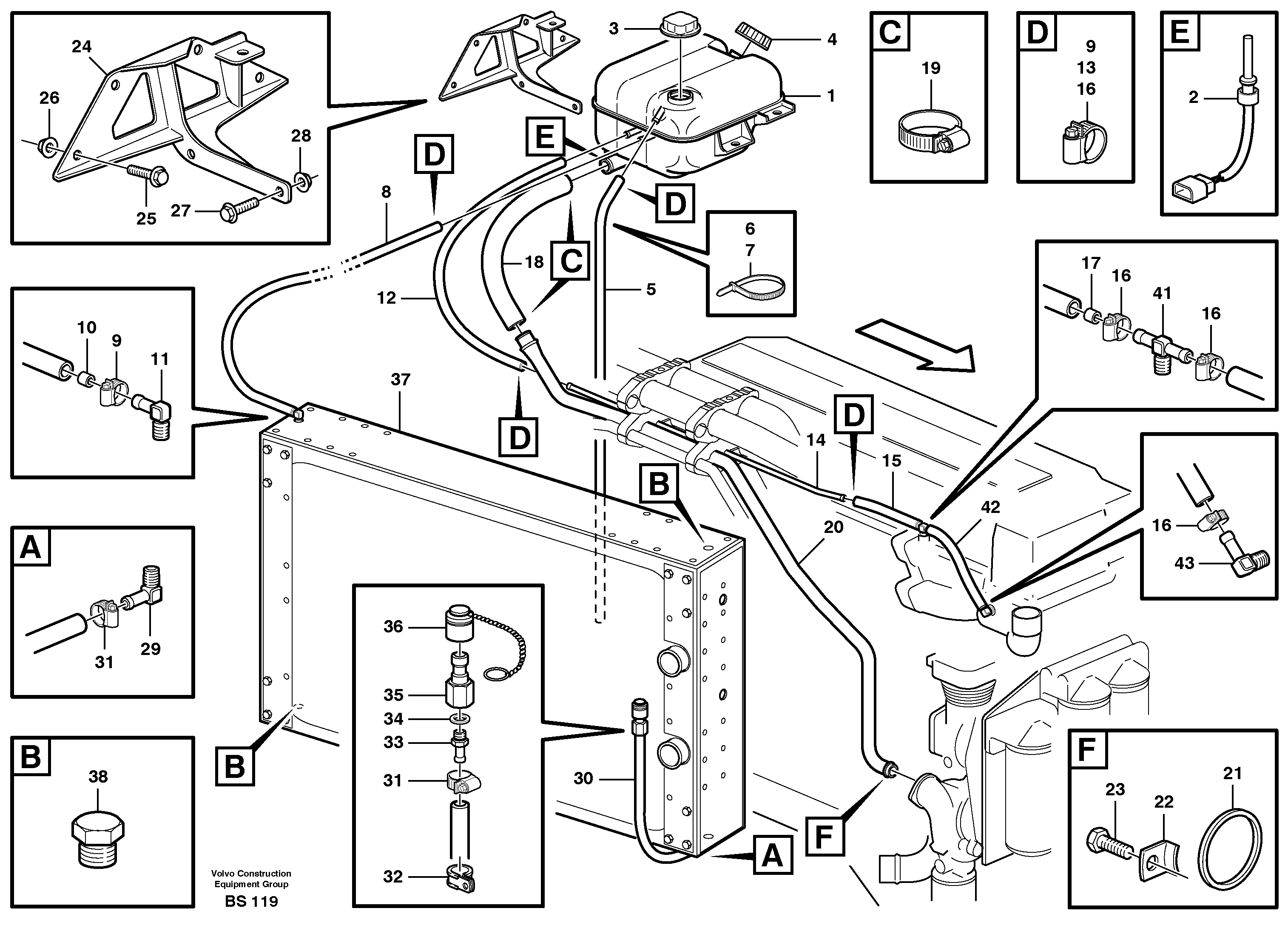 Expansion tank and drain hose. — volvo parts diagram