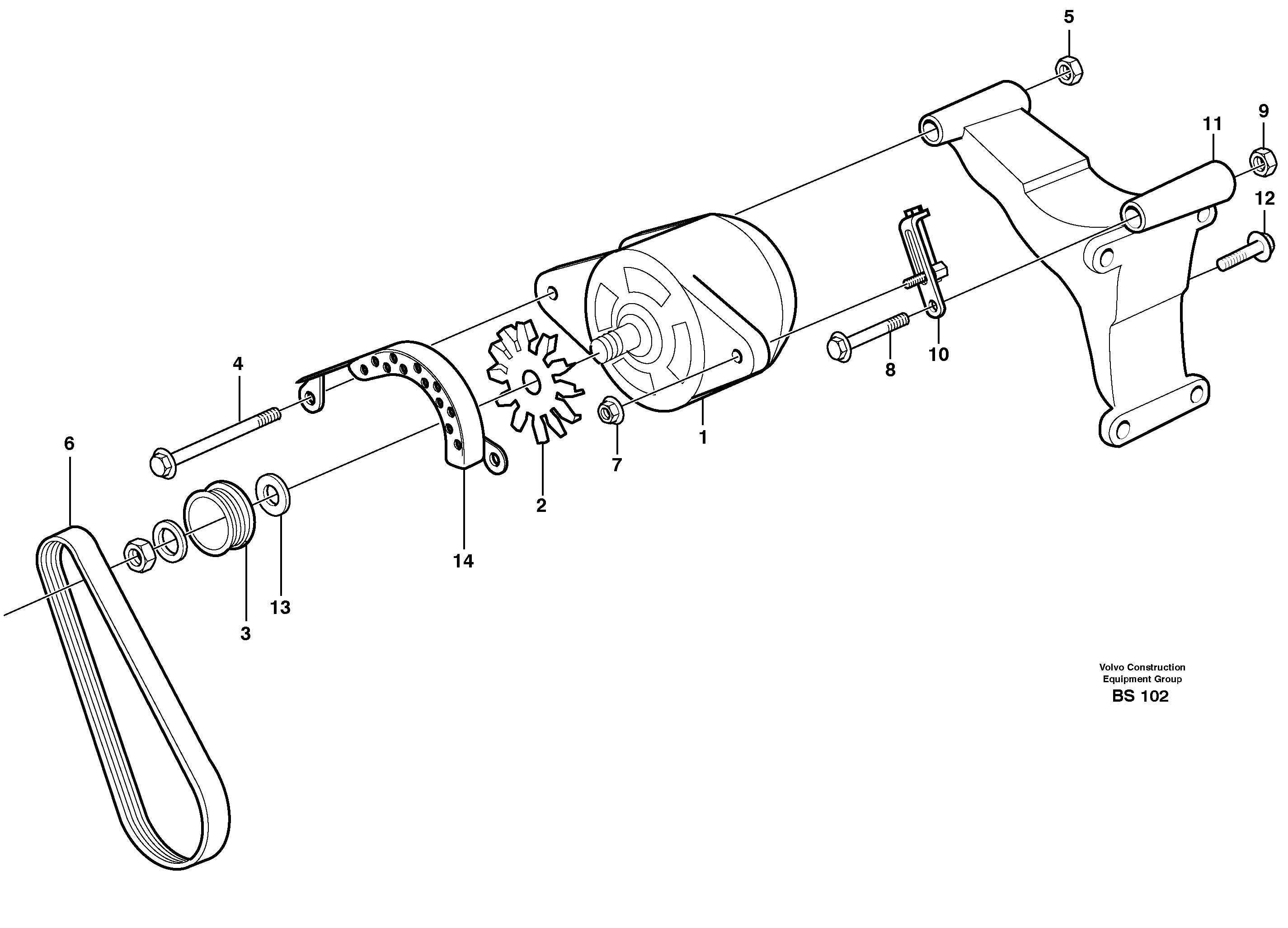 Alternator with assembling details — volvo parts diagram