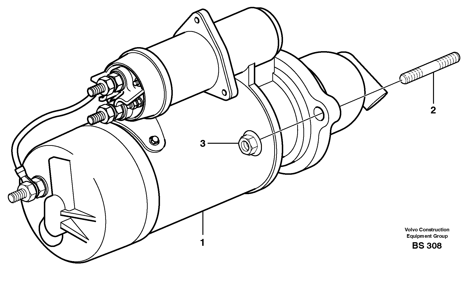 Starter motor with assembling details — volvo parts diagram