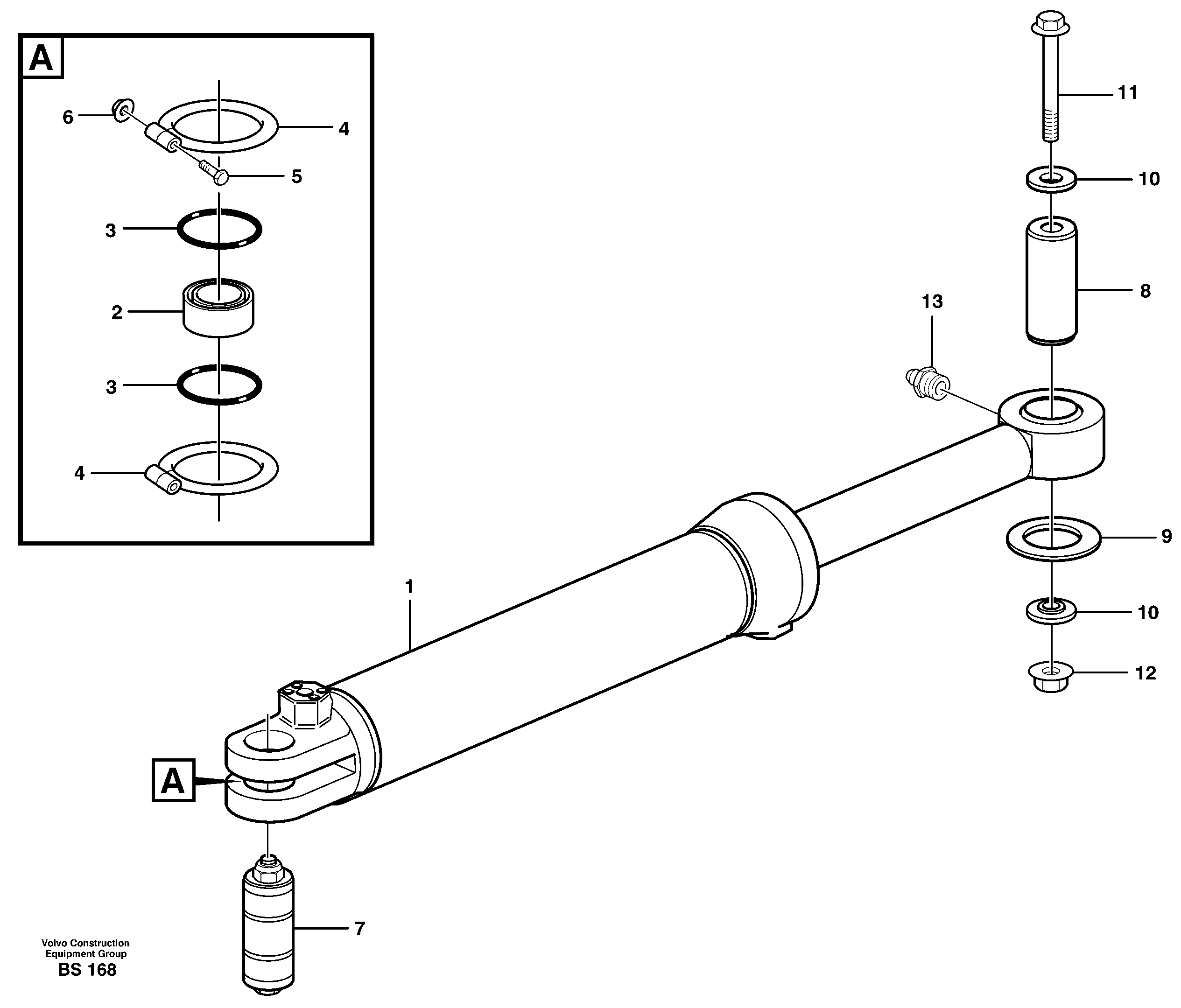 Hydraulic cylinder with fitting parts — volvo parts diagram