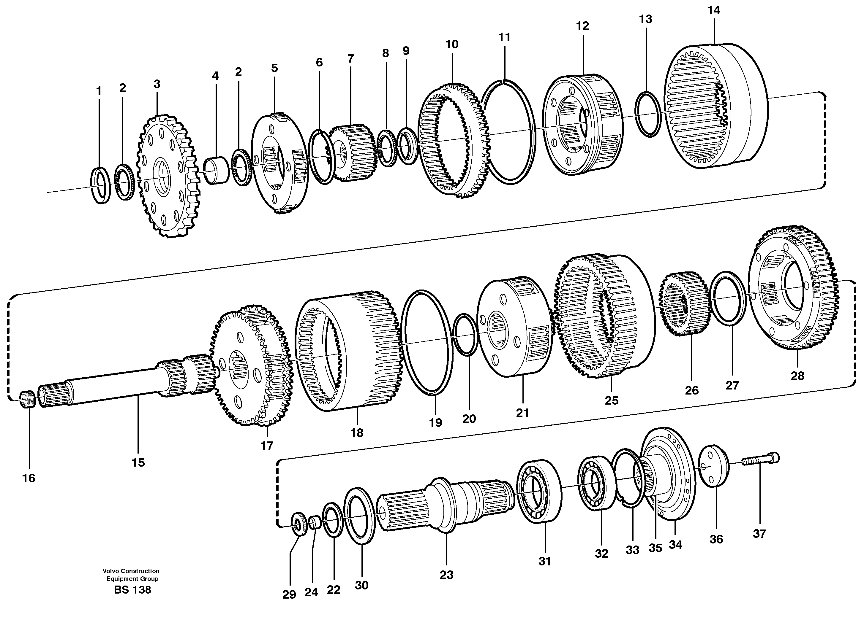 Planetary gears and shafts  22517, 22546, 22640, 22650 — volvo parts diagram