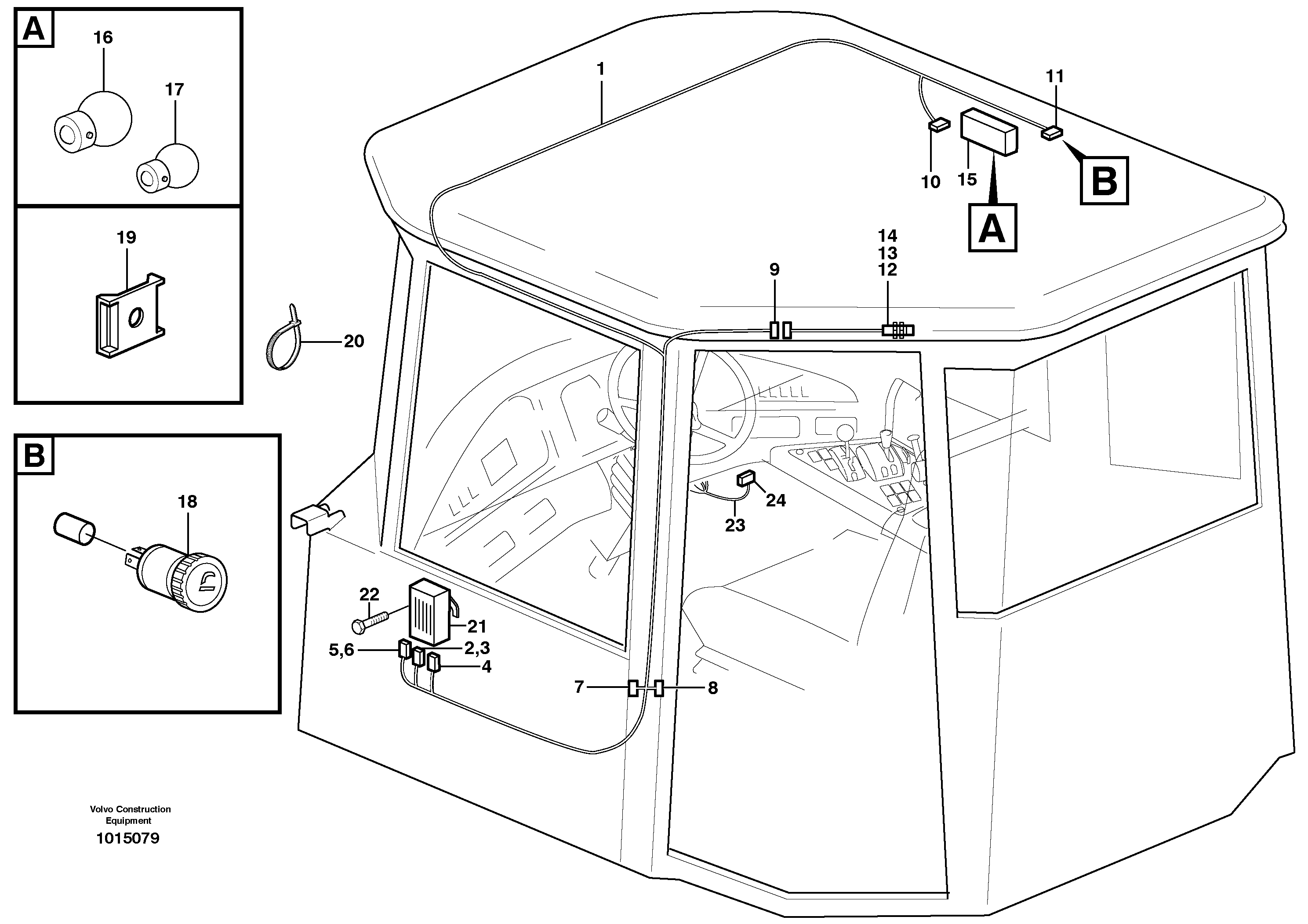 Cable harnesses, cab  37135, 81192 — volvo parts diagram