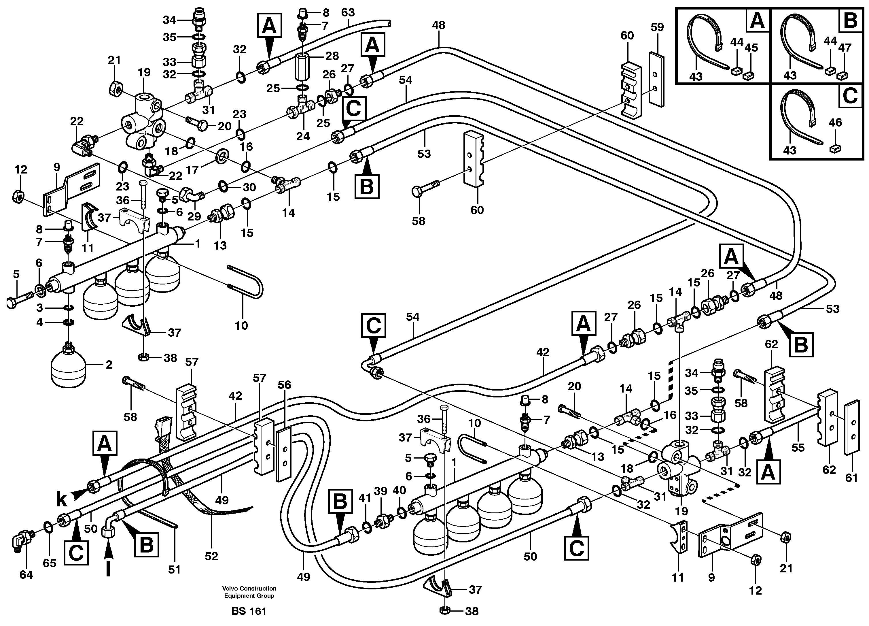 Hydraulic brake system, load unit  SER NO - 11641, SER NO - 71017  BRA — volvo parts diagram