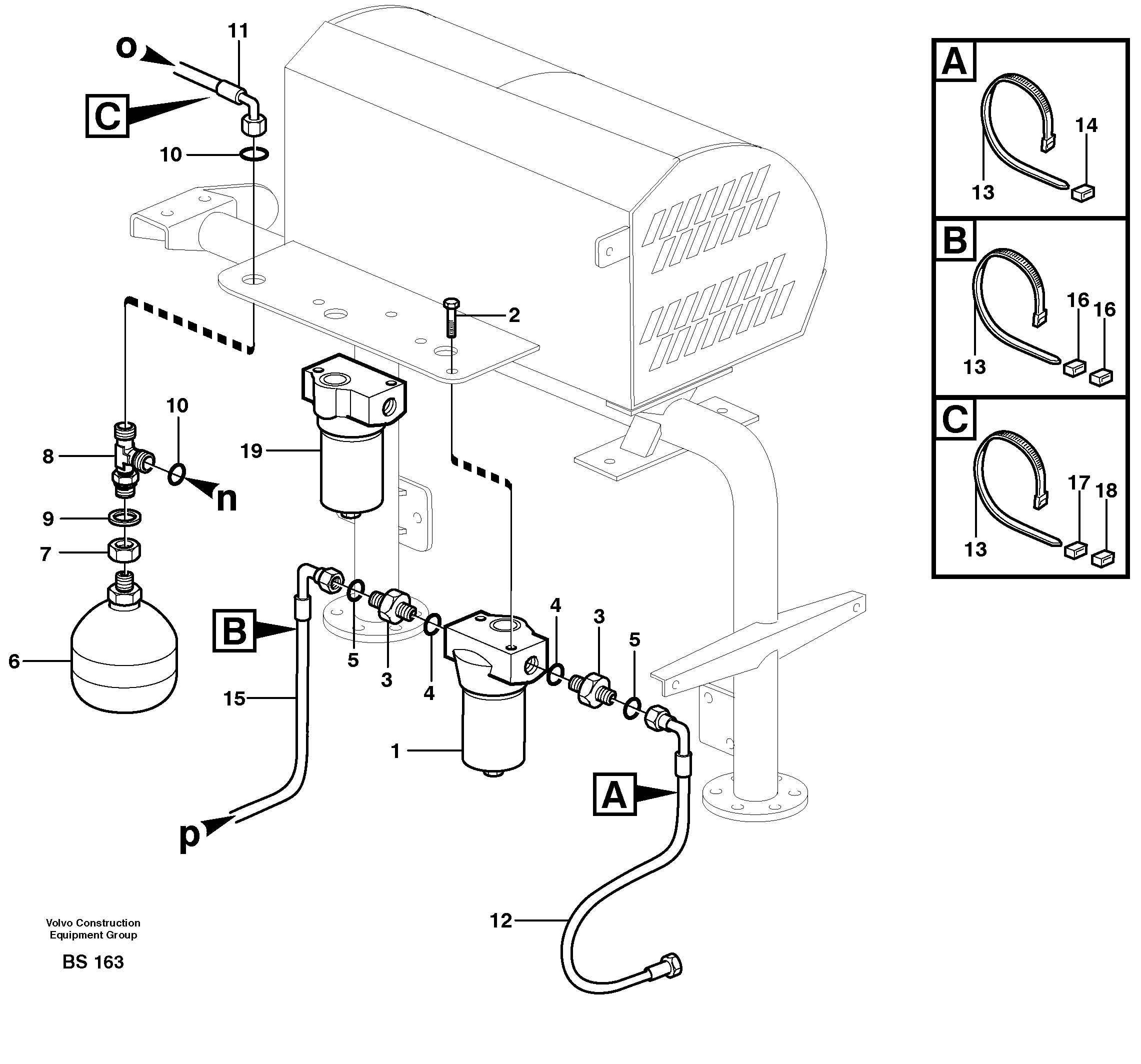 Hydraulic brake system, motor unit — volvo parts diagram