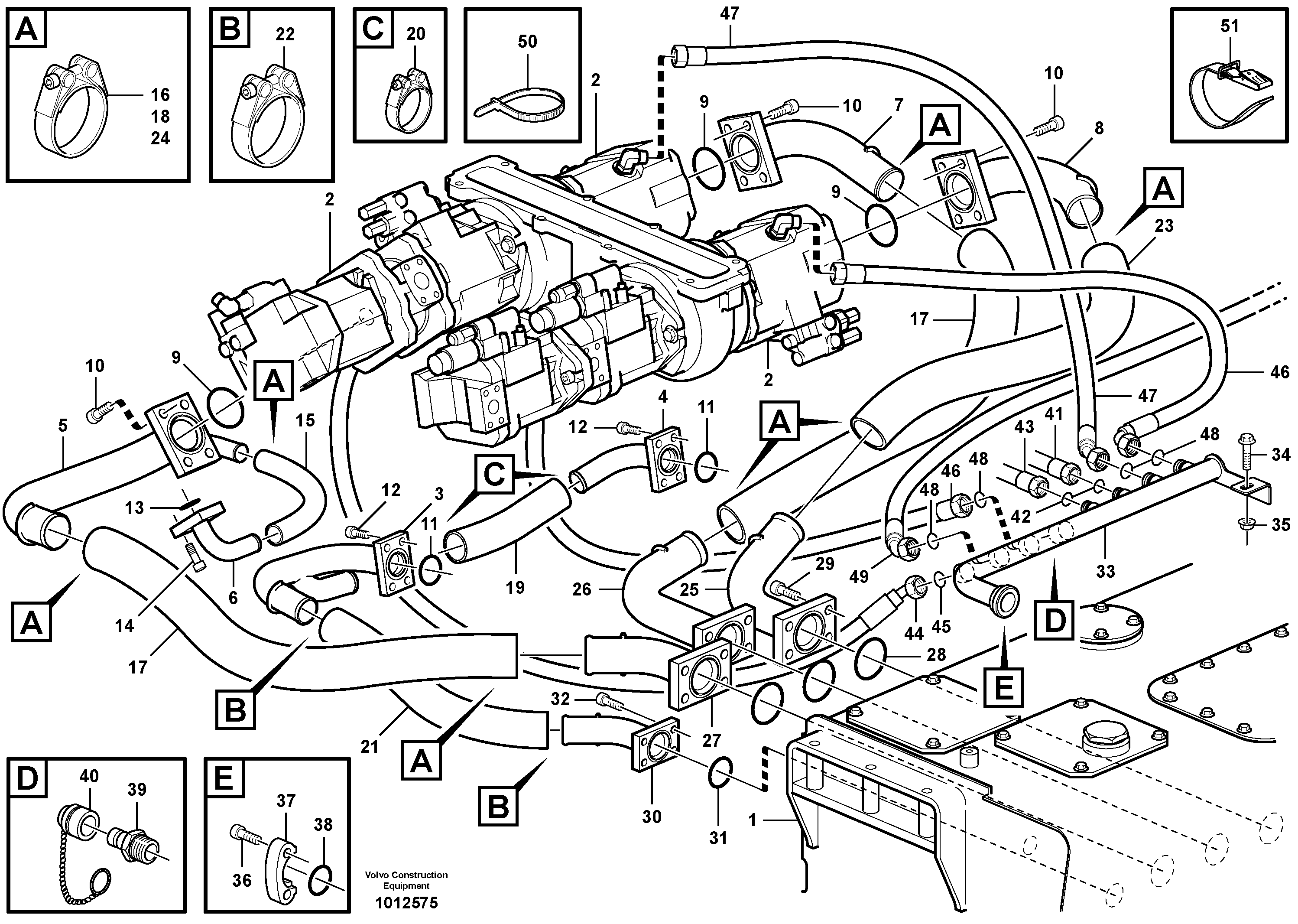 Hydraulic system, motor unit  SER NO 11918 -, 71196 - BRA — volvo parts diagram