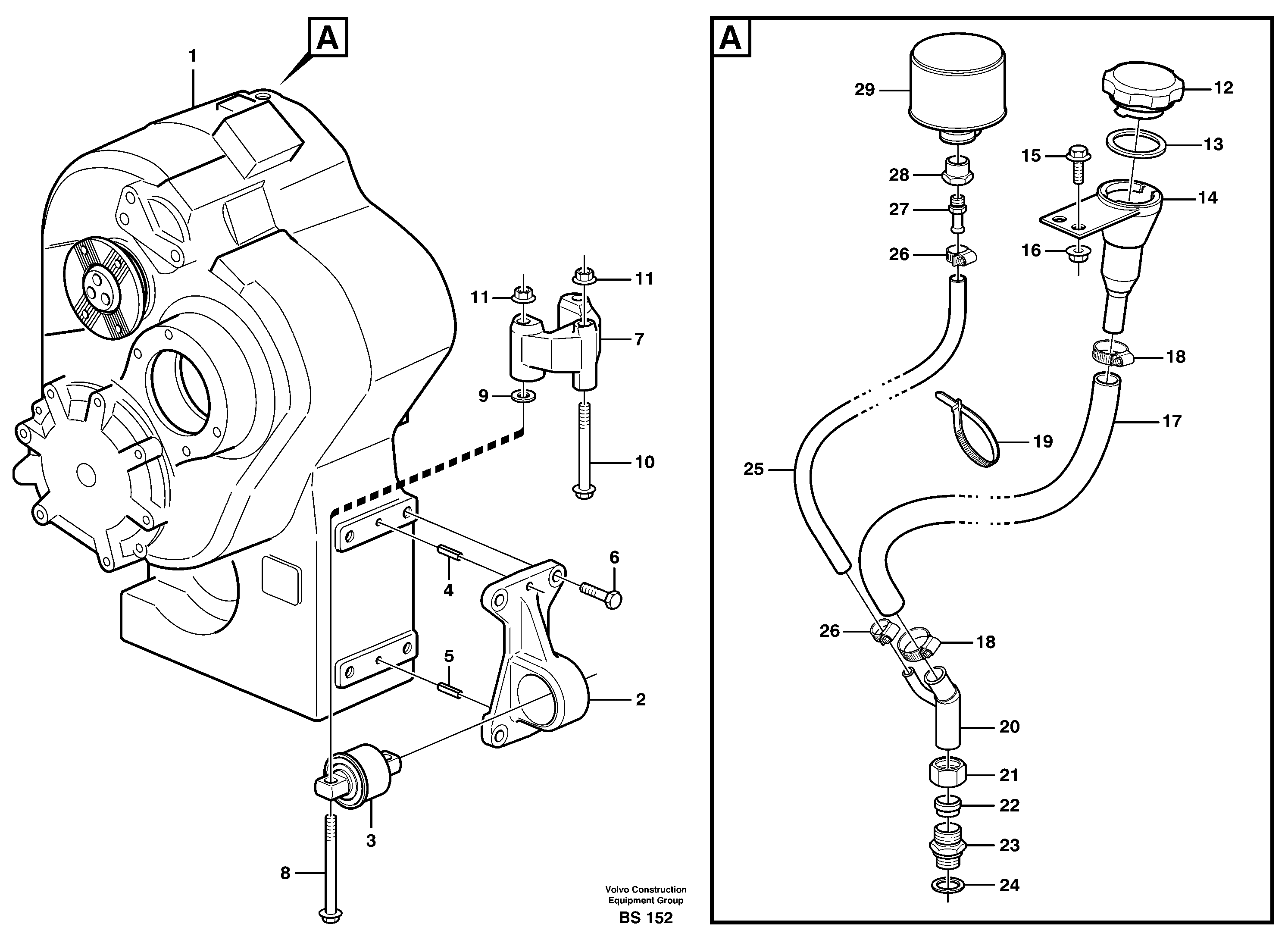 Drop box with fitting parts — volvo parts diagram