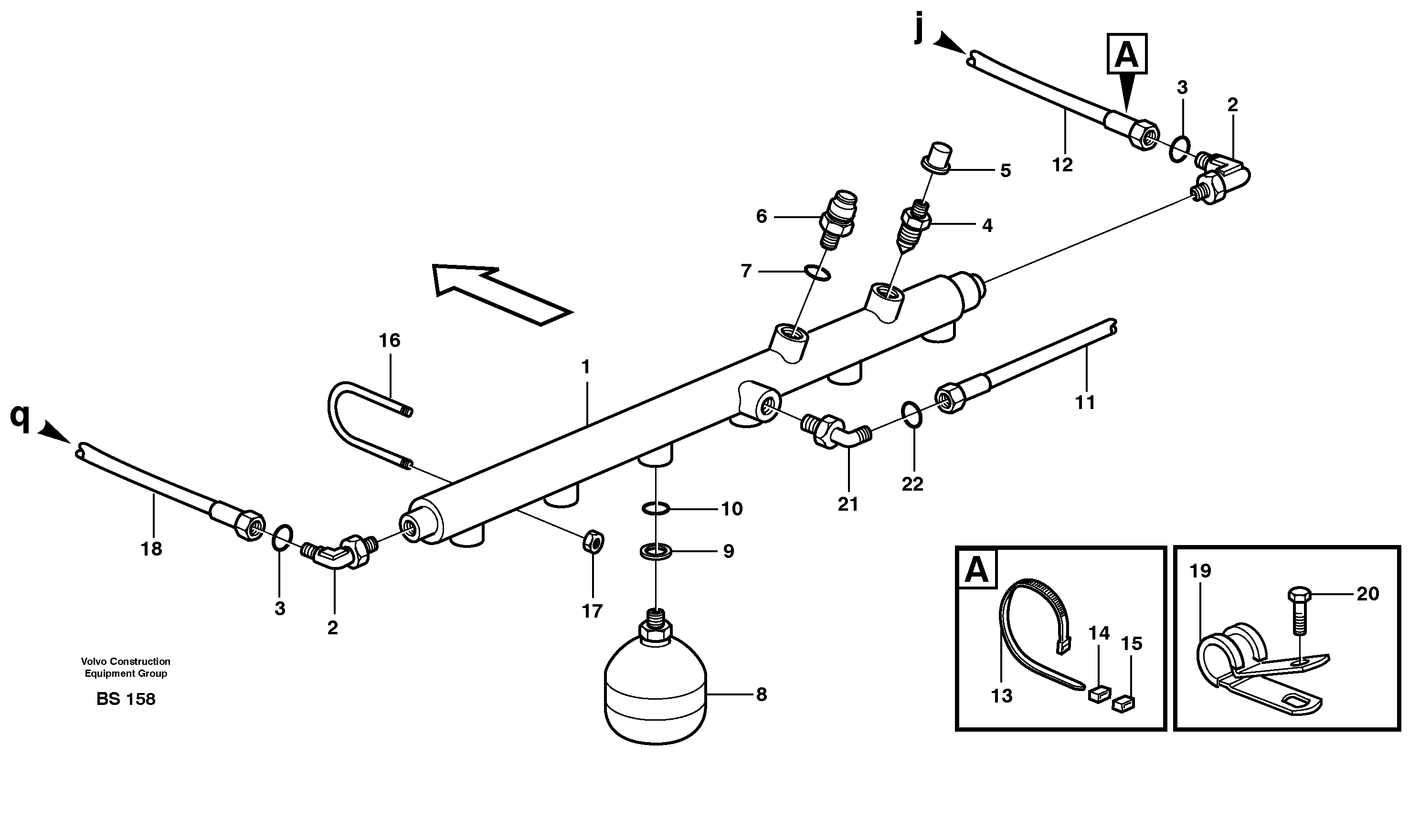 Hydraulic brake system, motor unit  SER NO - 13000, SER NO - 72000 BRA — volvo parts diagram