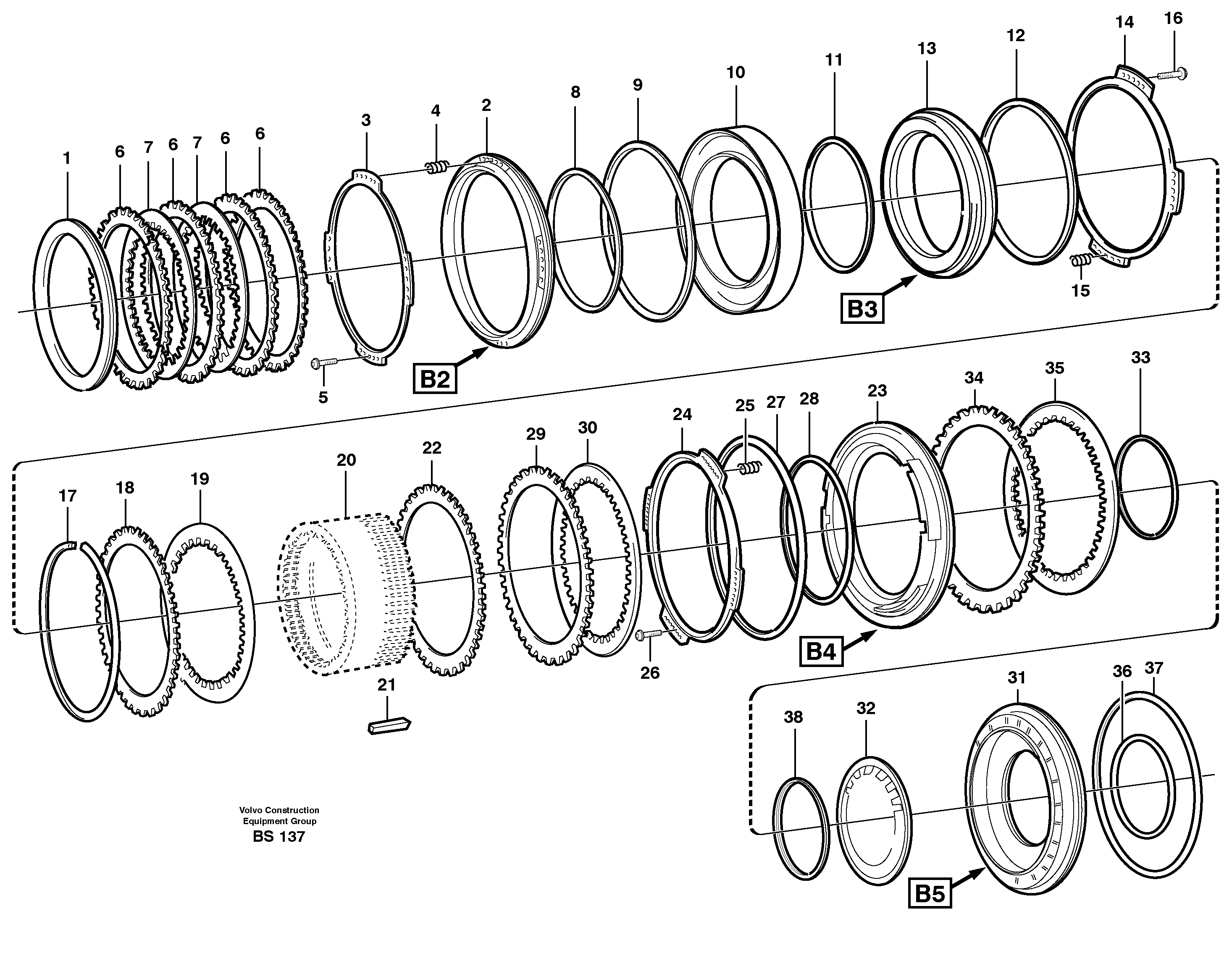 Brakes, rear  B2, B3, B4, B5, 22517, 22546, 22640, 22650 — volvo parts diagram
