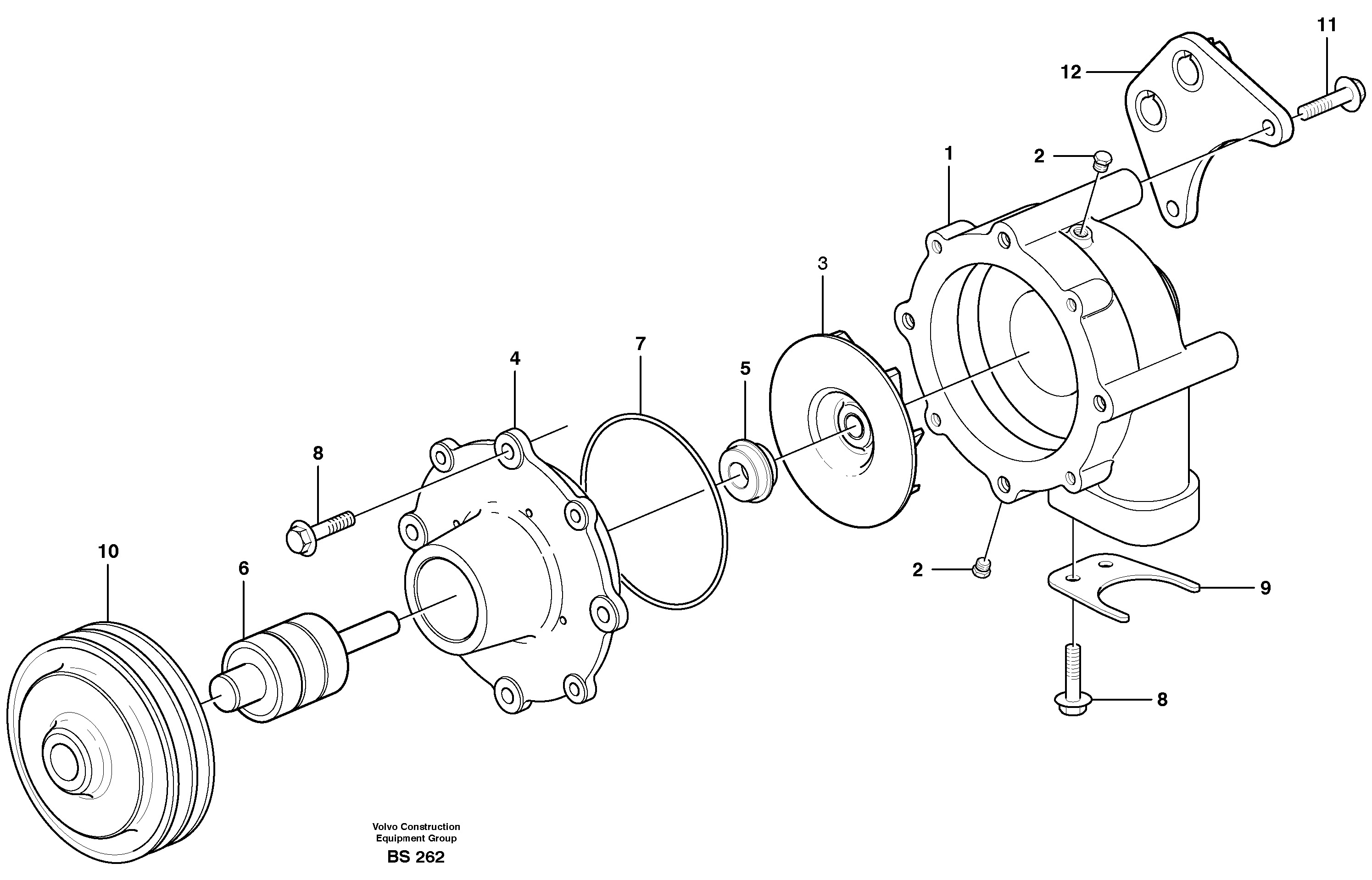Water pump  8188168,8188776,8188777 — volvo parts diagram