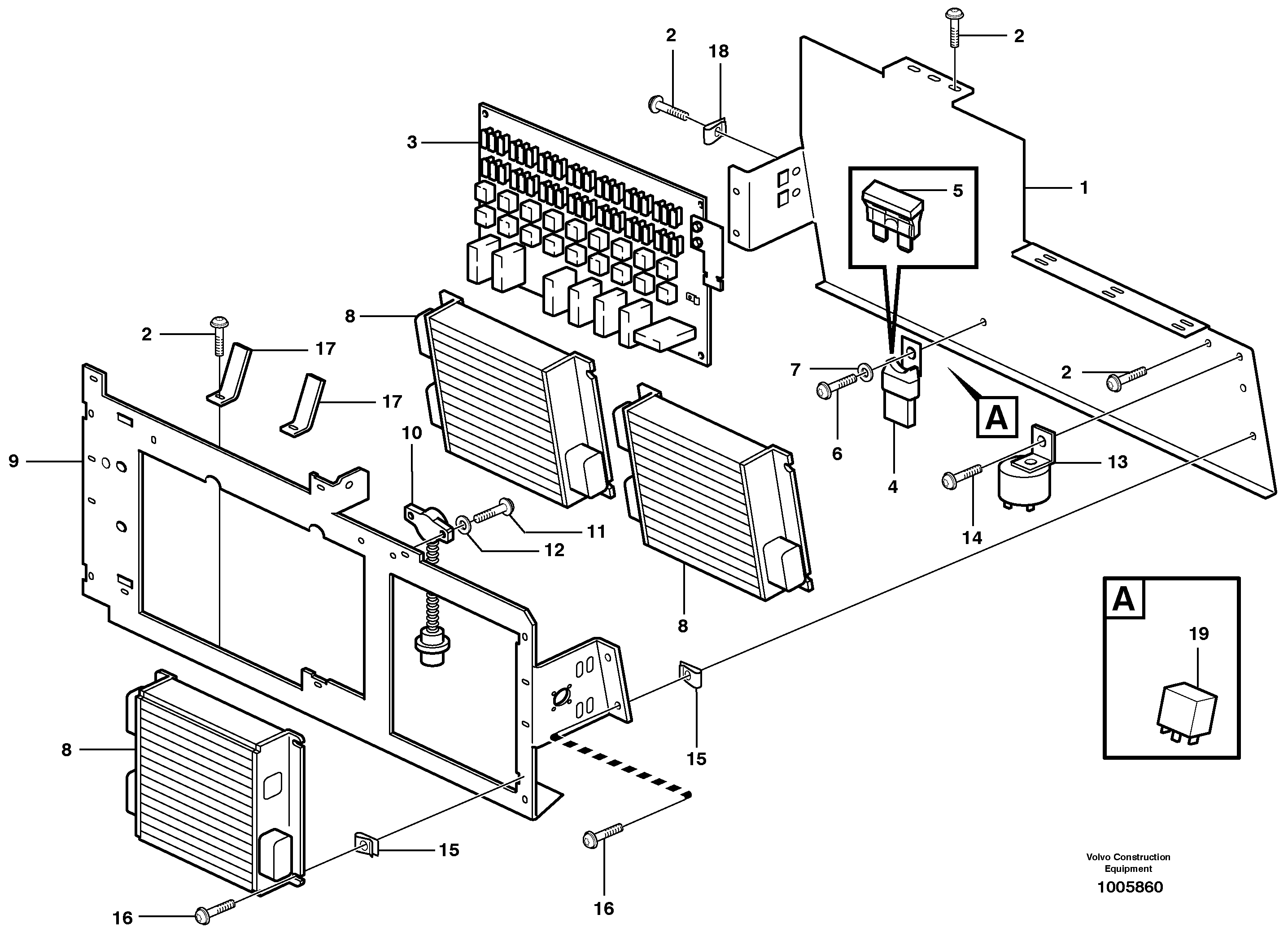 Electrical distribution box  SER NO - 13000, SER NO - 72000 BRA — volvo parts diagram