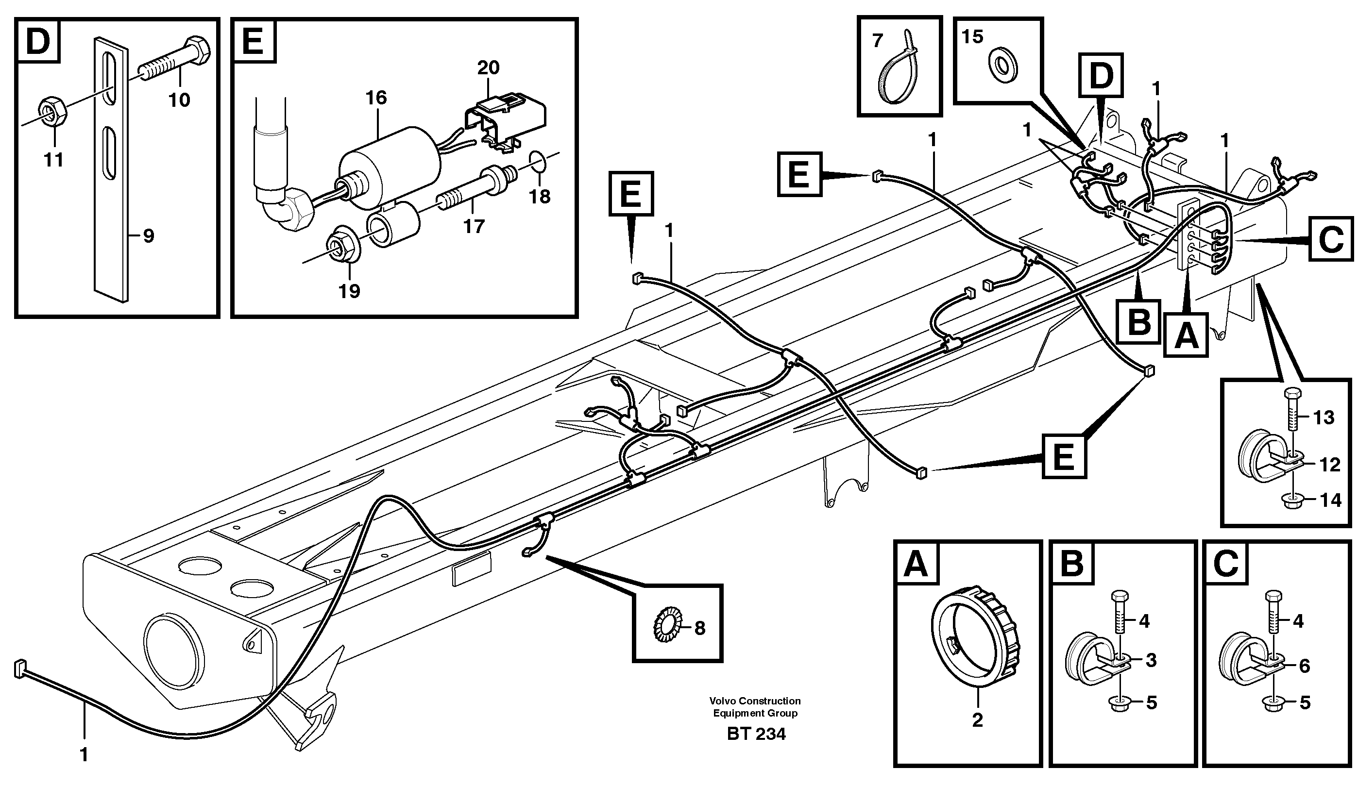 Cable harnesses, rear — volvo parts diagram