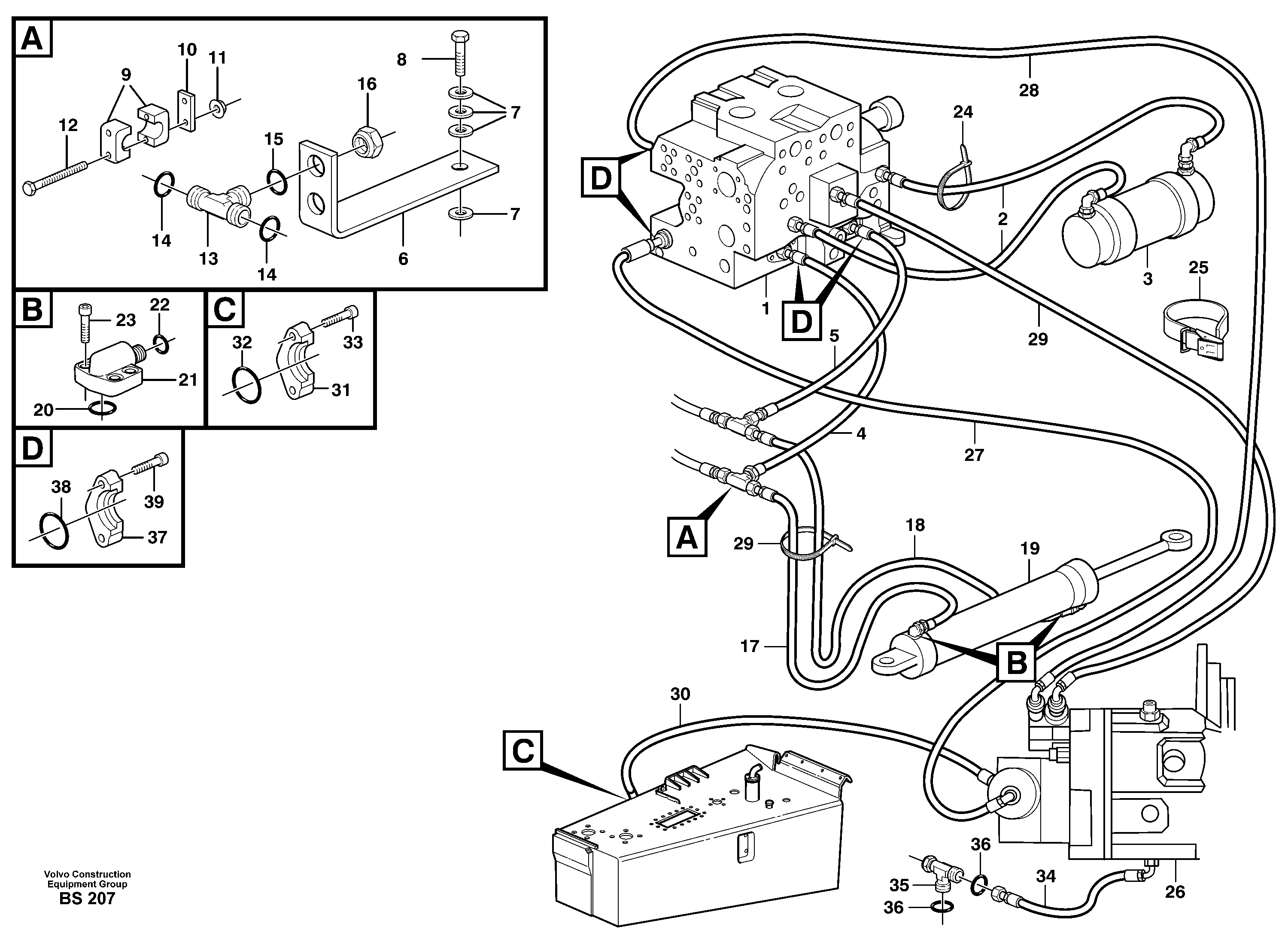 Steering system, pipes and hoses — volvo parts diagram