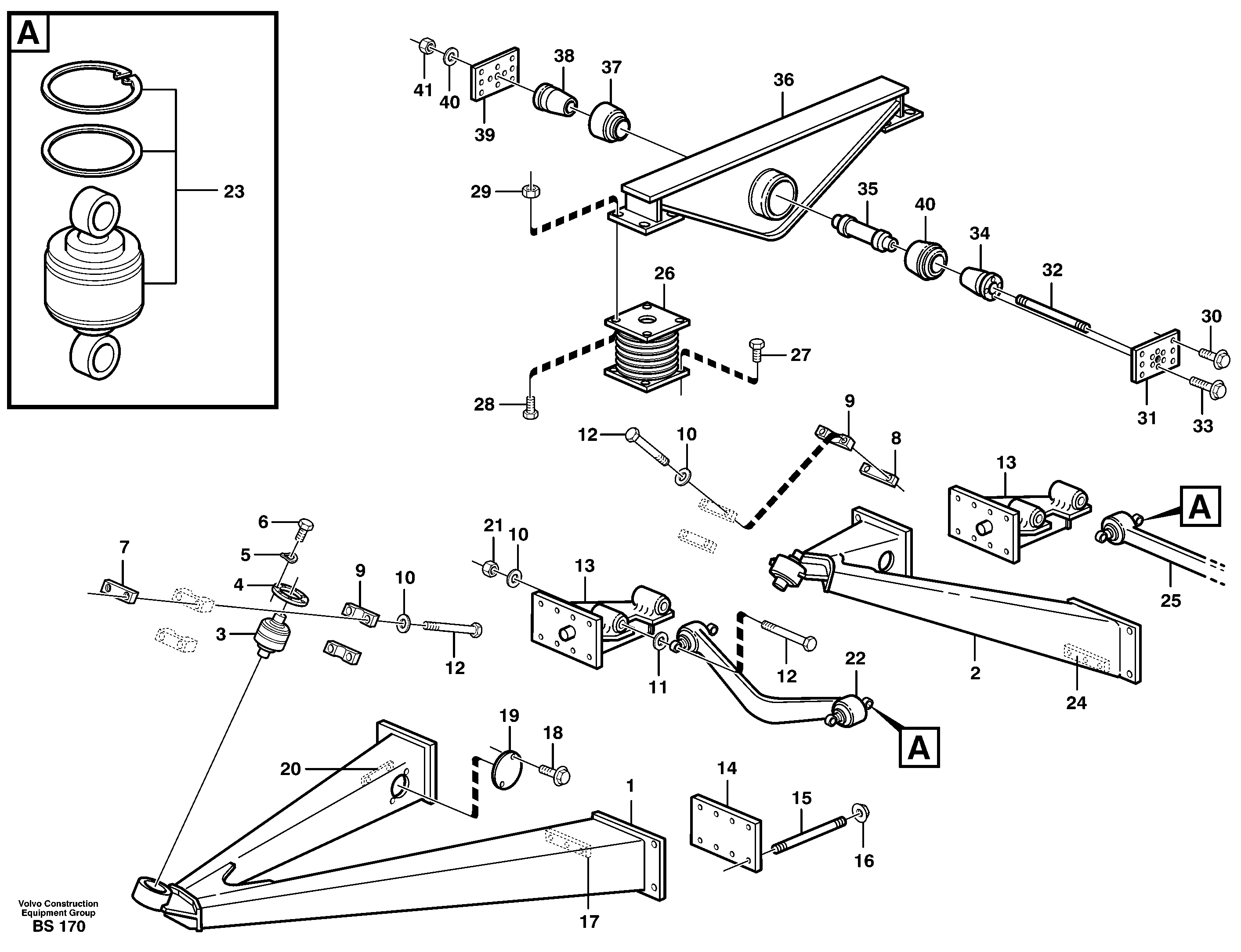 Bogie  SER NO -11197, SER NO -61094 USA, SER NO -71002 BRA — volvo parts diagram