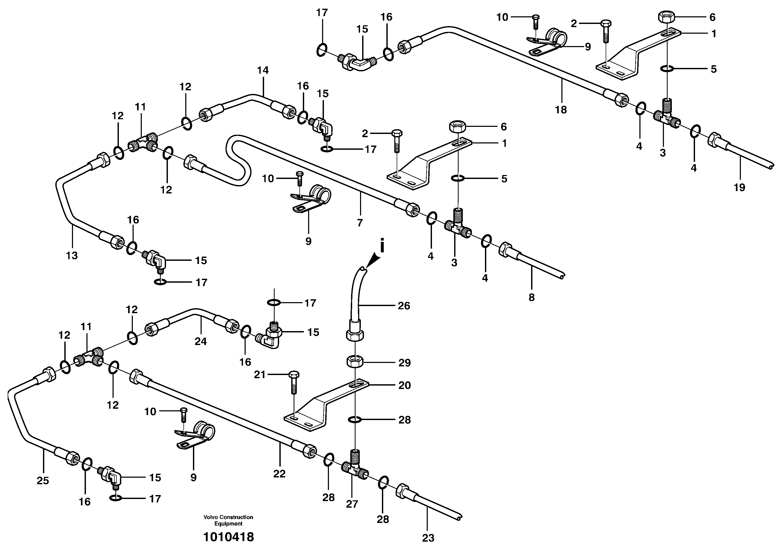 Brake pipe with fitting parts — volvo parts diagram