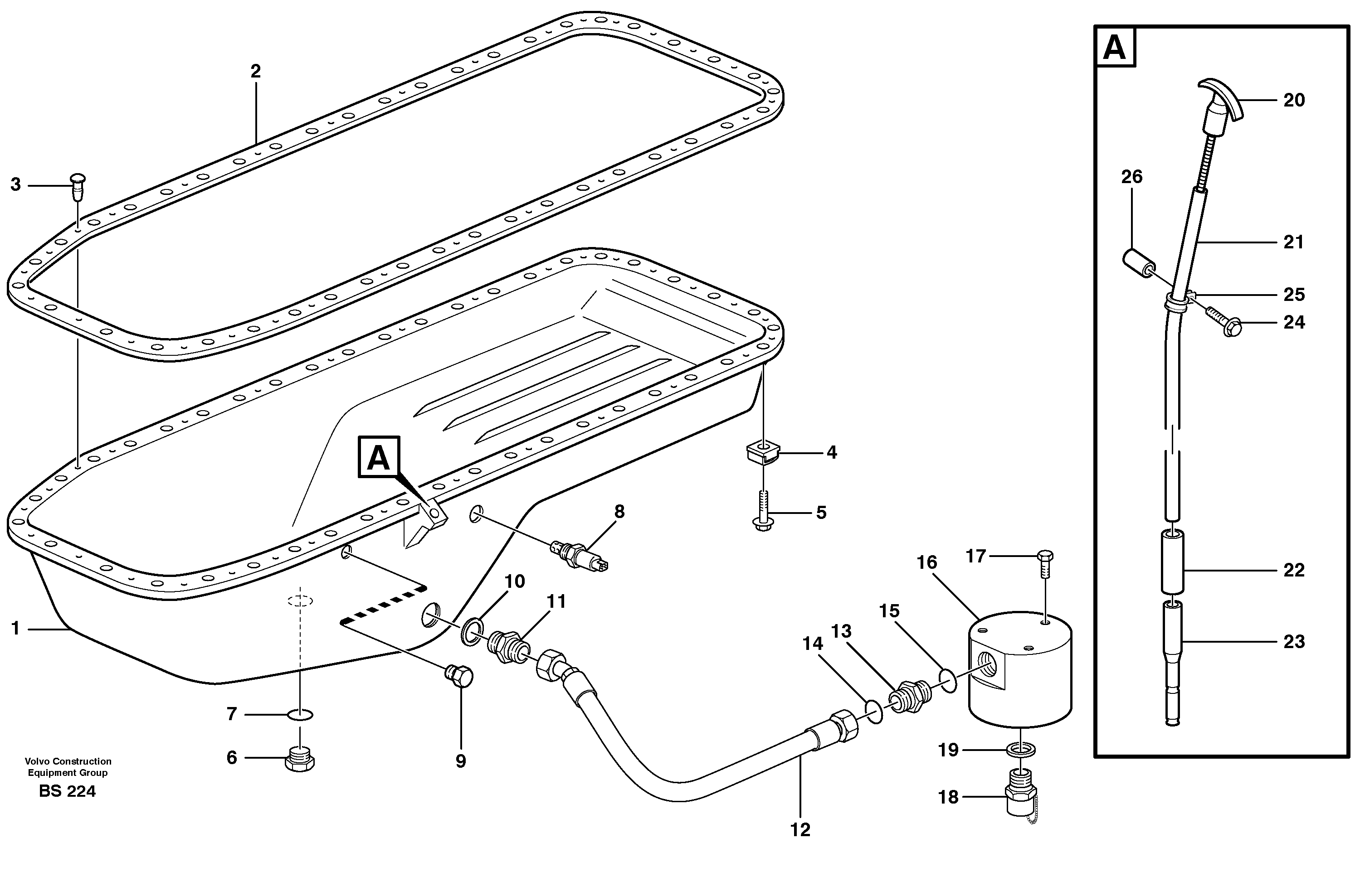 Oil sump  SER NO - 13000, SER NO - 72000 BRA — volvo parts diagram