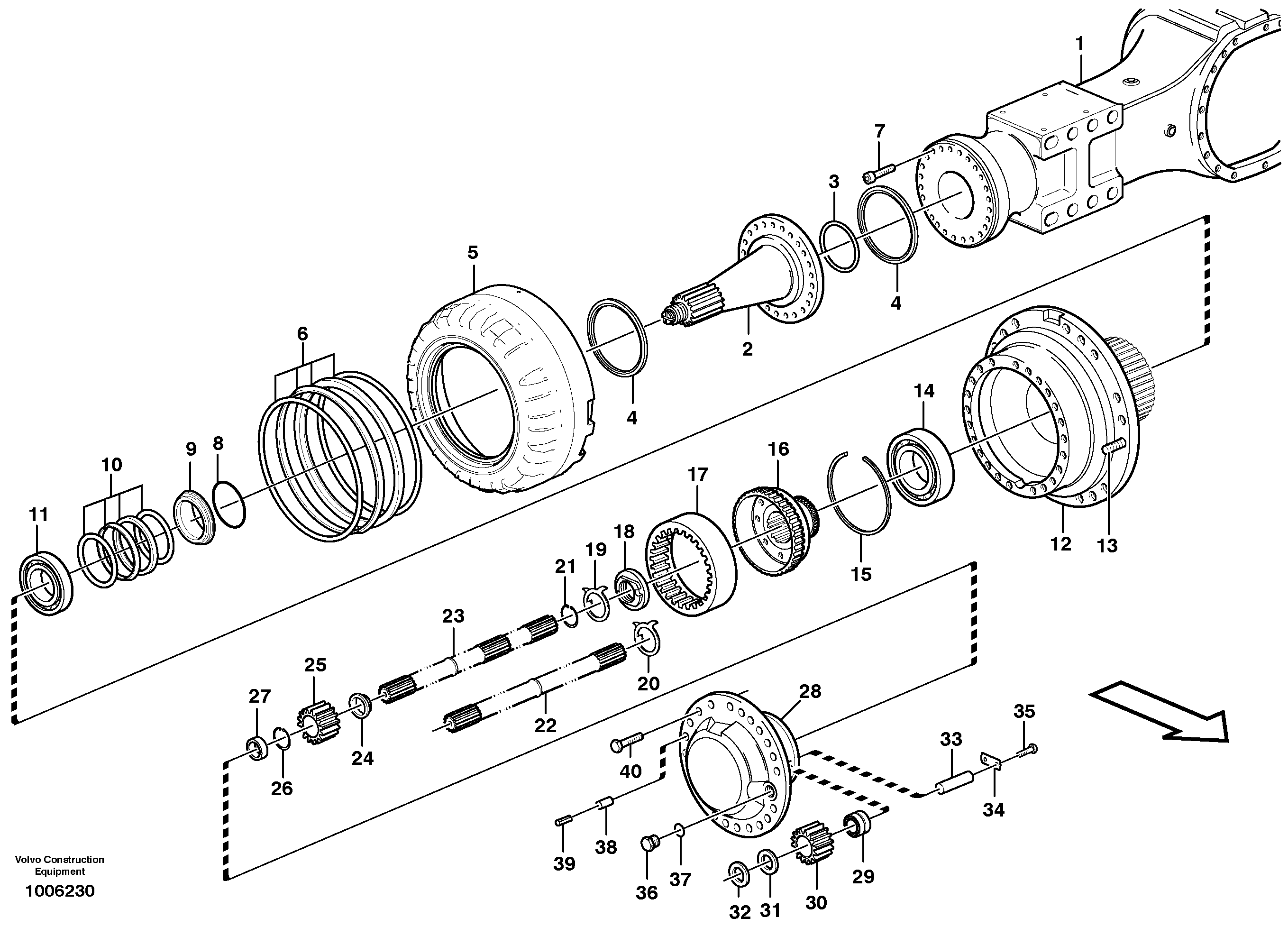 Hub reduction, axle 1 load unit  AHW64N PROD NO 23924, 81043, 81269 — volvo parts diagram