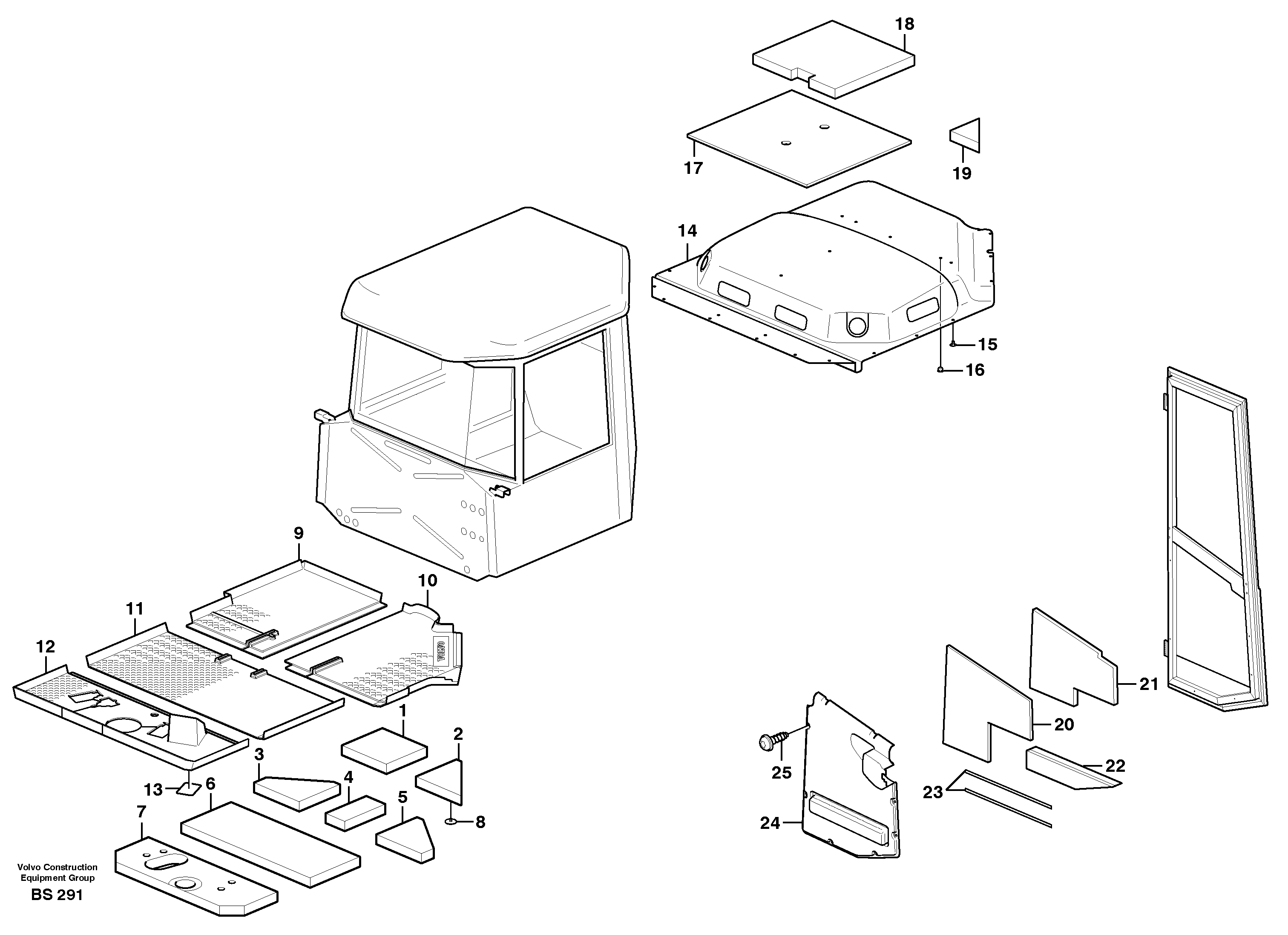 Upholstery and insulation, floor, door and roof — volvo parts diagram