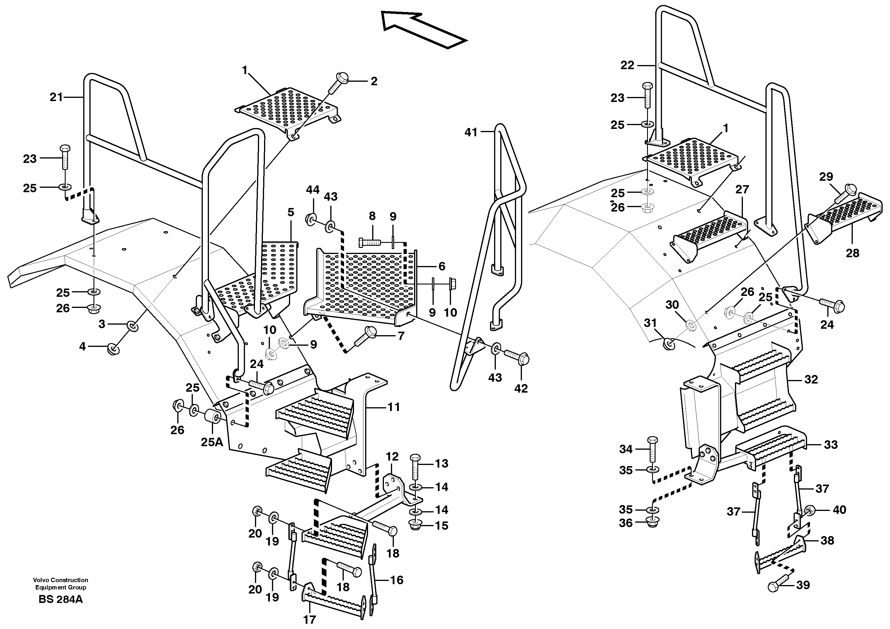 Steps and ladder  SER NO - 13000, SER NO - 72000 BRA — volvo parts diagram