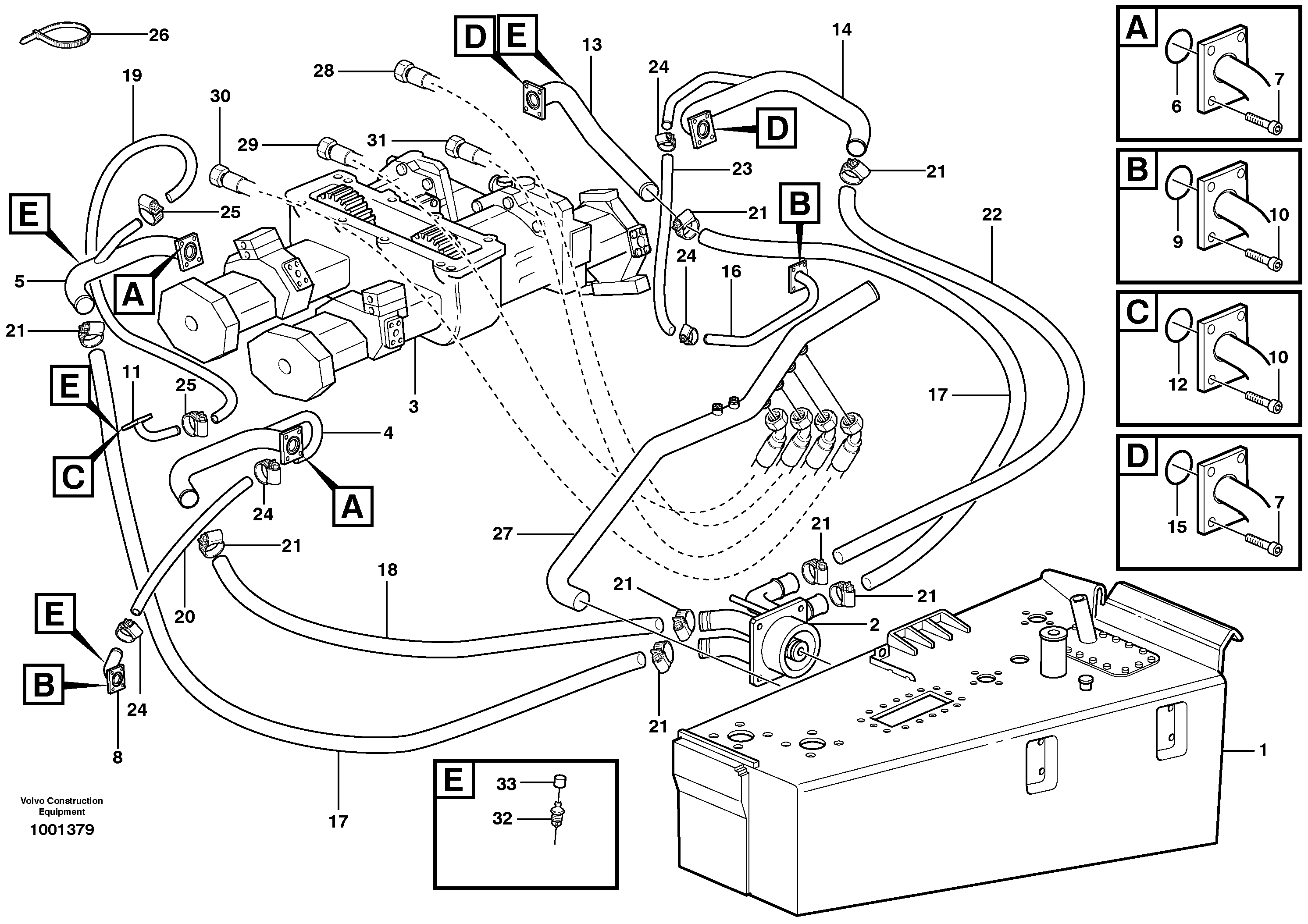 Hydraulic system, motor unit  SER NO - 11917, - 71195 BRA — volvo parts diagram