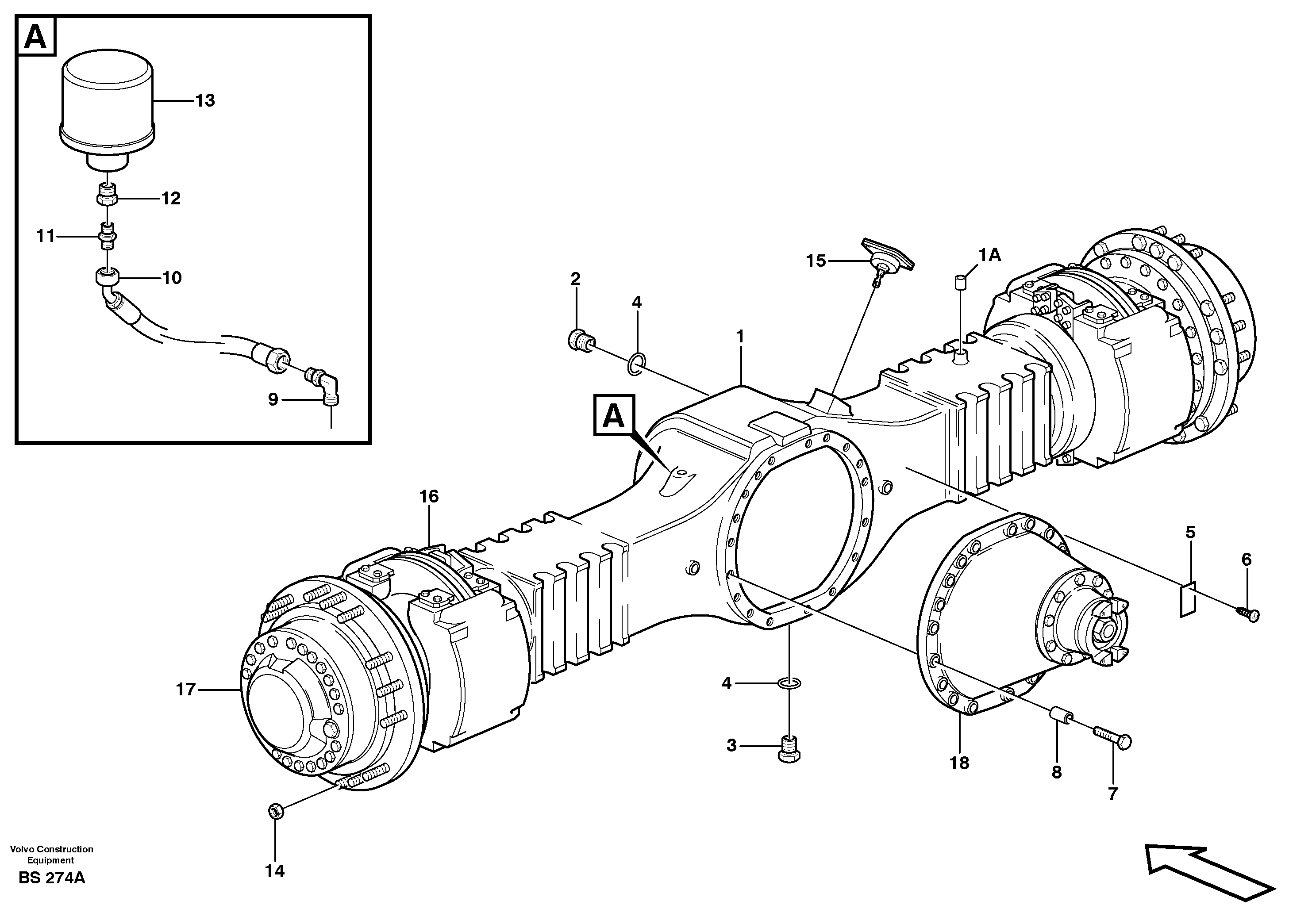 Planetary axle, motor unit  AH64J PROD NO 23786 — volvo parts diagram